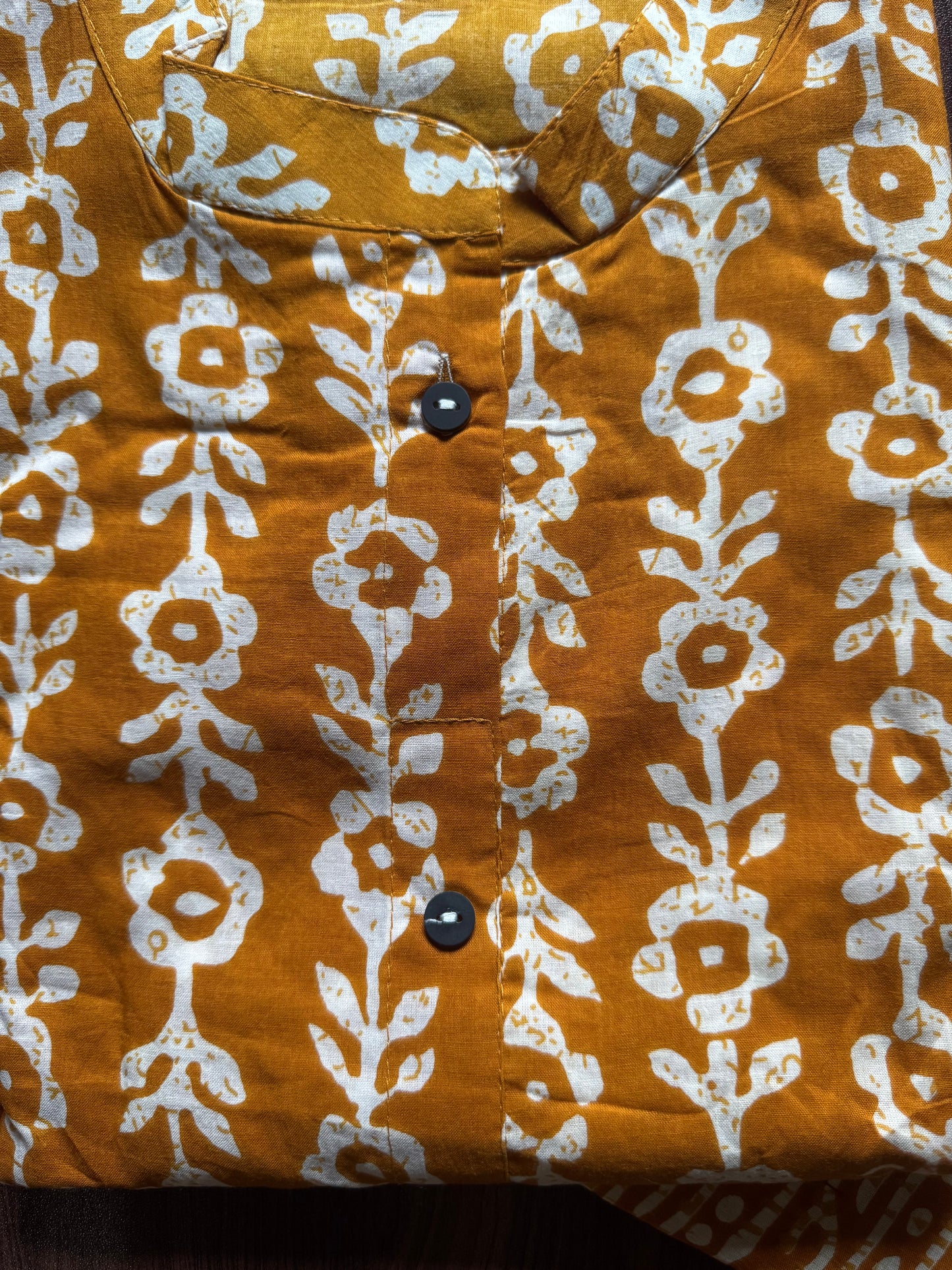 Knee Length - Yellow Cream Flower - Cord Sets - Pure Cotton