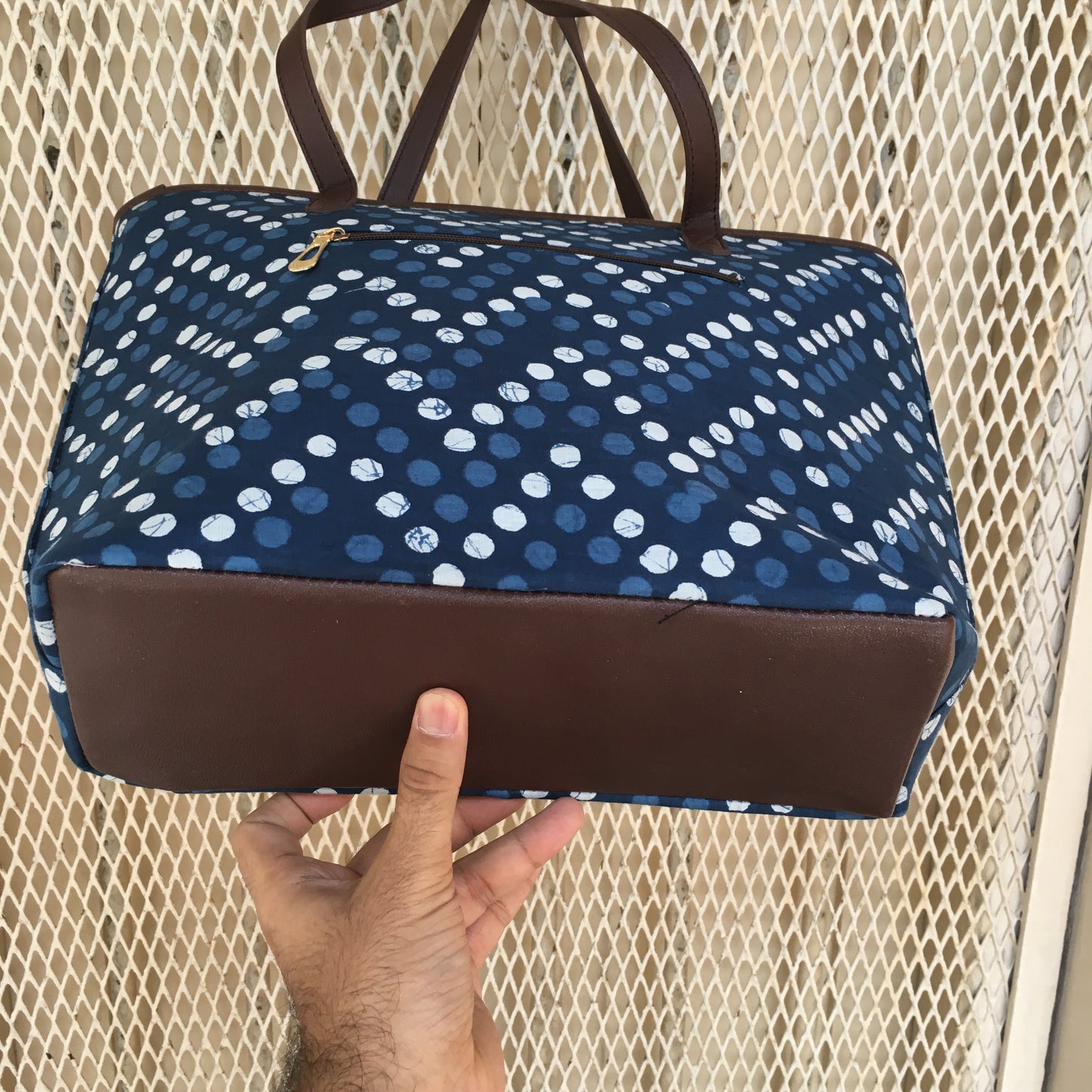 Blue Polka Dots - Printed Tote Bag