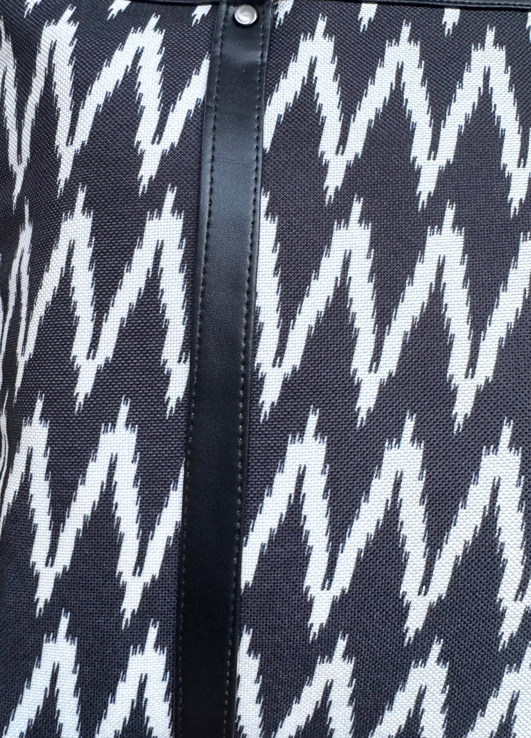Black Zigzag - Office & College Tote Bag with Laptop Compartment