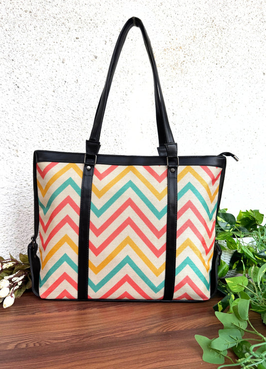 Multi Wave - Office & College Tote Bag with Laptop Compartment
