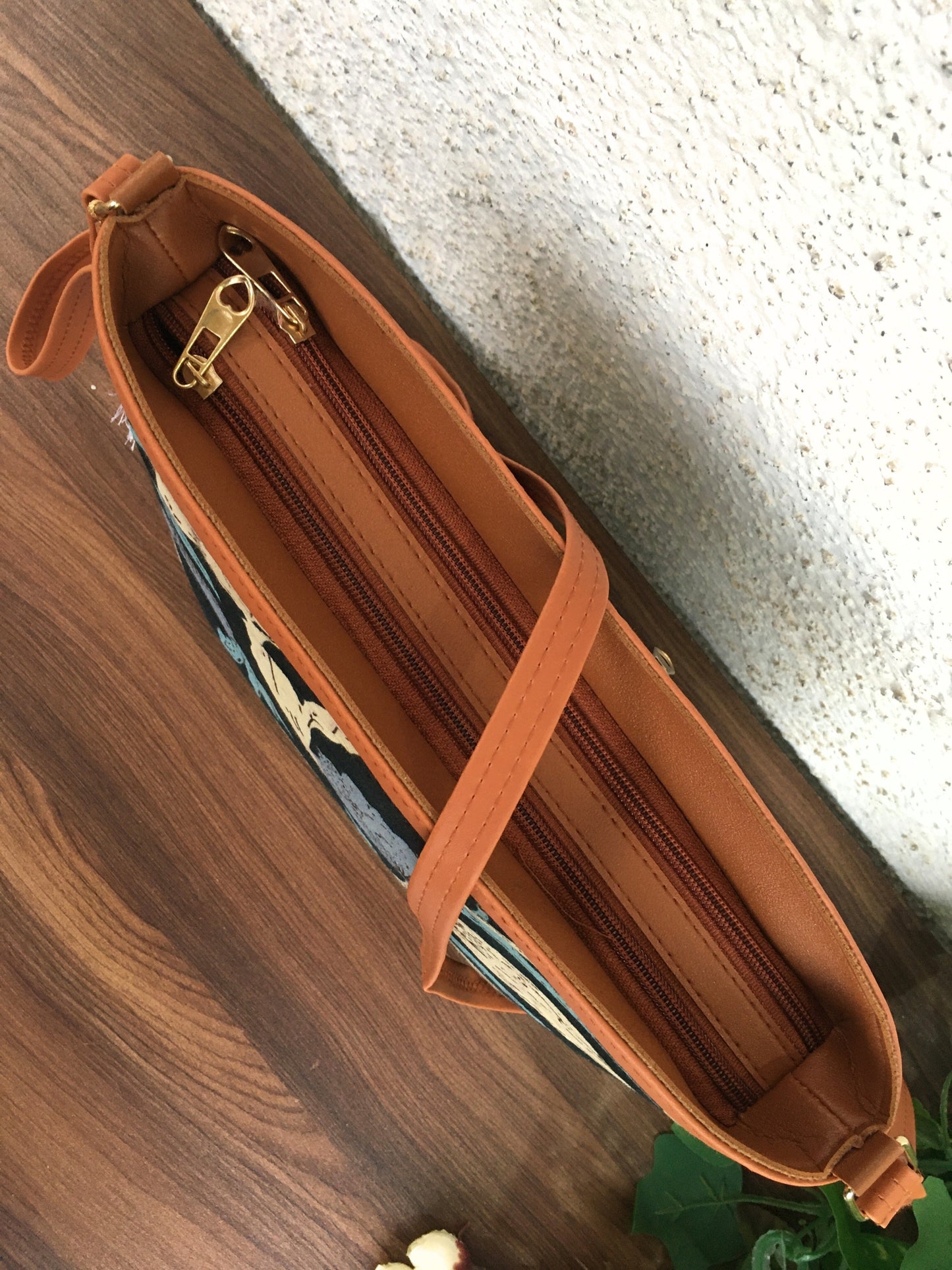 Minsk - 3 zip- Big size - Sling Bag - Navy Blue Mix Flower
