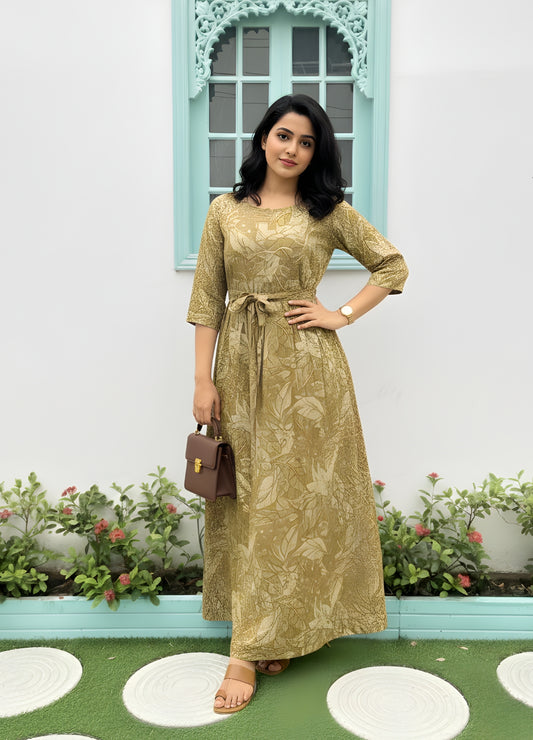 Multi Flower Dessert Cream  - Maternity Kurti with Feeding Zips - Soft Rayon