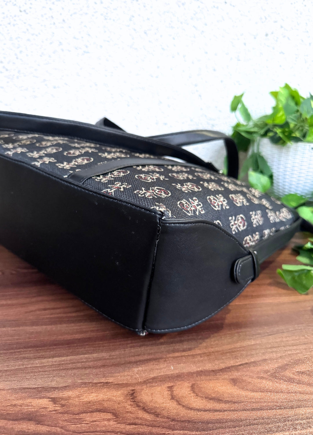 Black Ajrakh - Office & College Tote Bag with Laptop Compartment