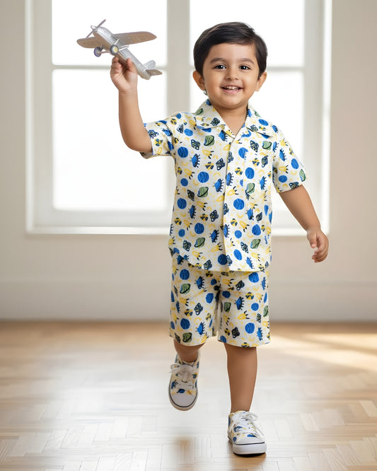 Kids Shirt & Short set - Blue Planet