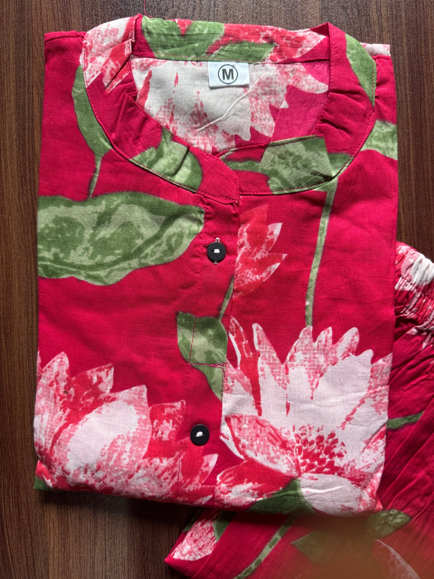 Knee Length- Lotus Red - Cord Sets - Pure Cotton