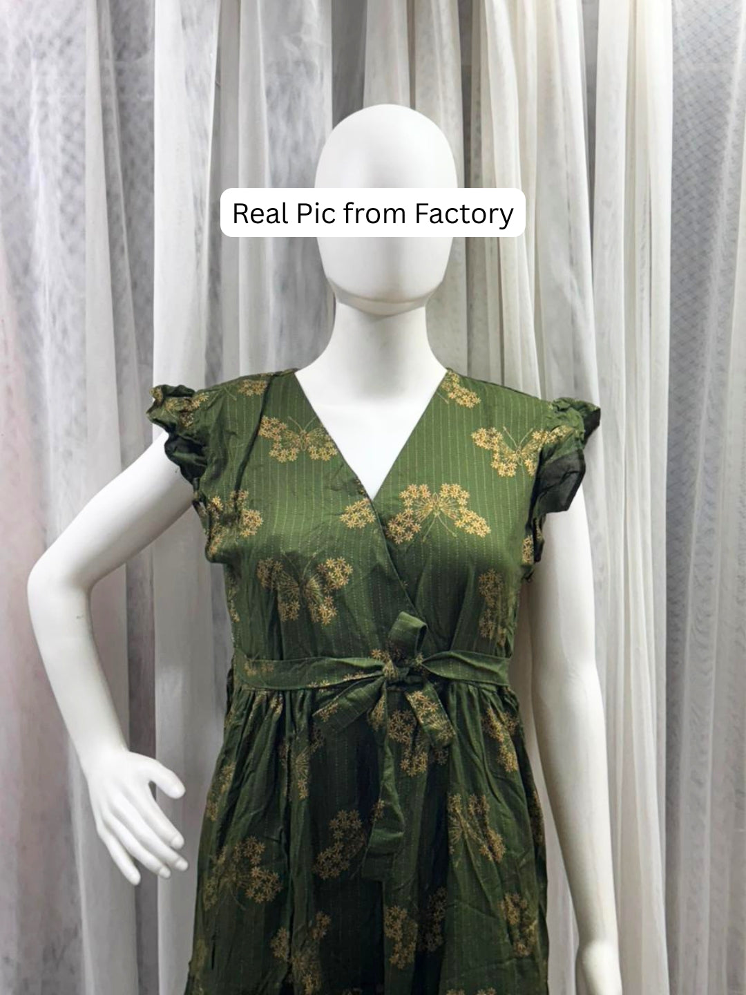 Green Stripes Butterfly - Sleevless Midi Dress - Soft Rayon