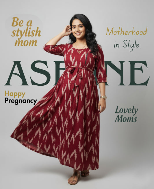 Maroon Arrow - Maternity Kurti with Feeding Zips - Soft Rayon