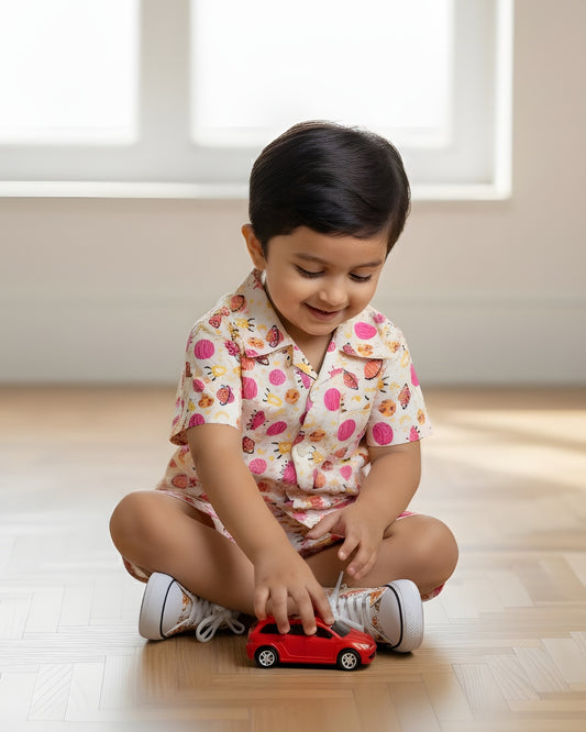 Kids Shirt & Short set - Pink Planets