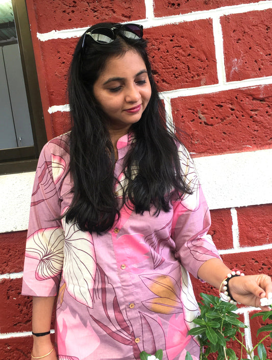 Knee Length - Lotus Pink - Cord Sets - Pure Cotton