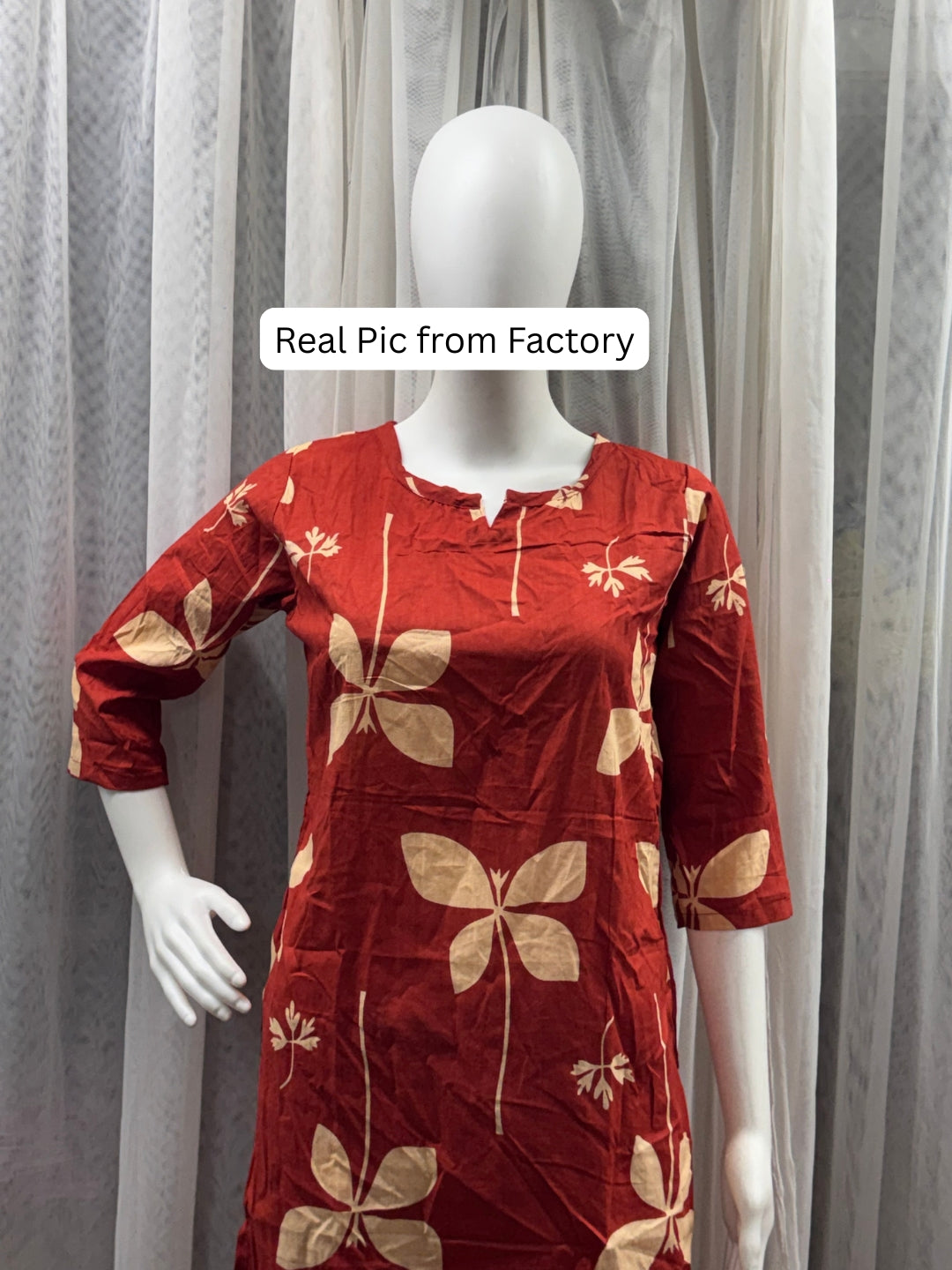 Red Motif Flower - Cord Set - Pure Cotton