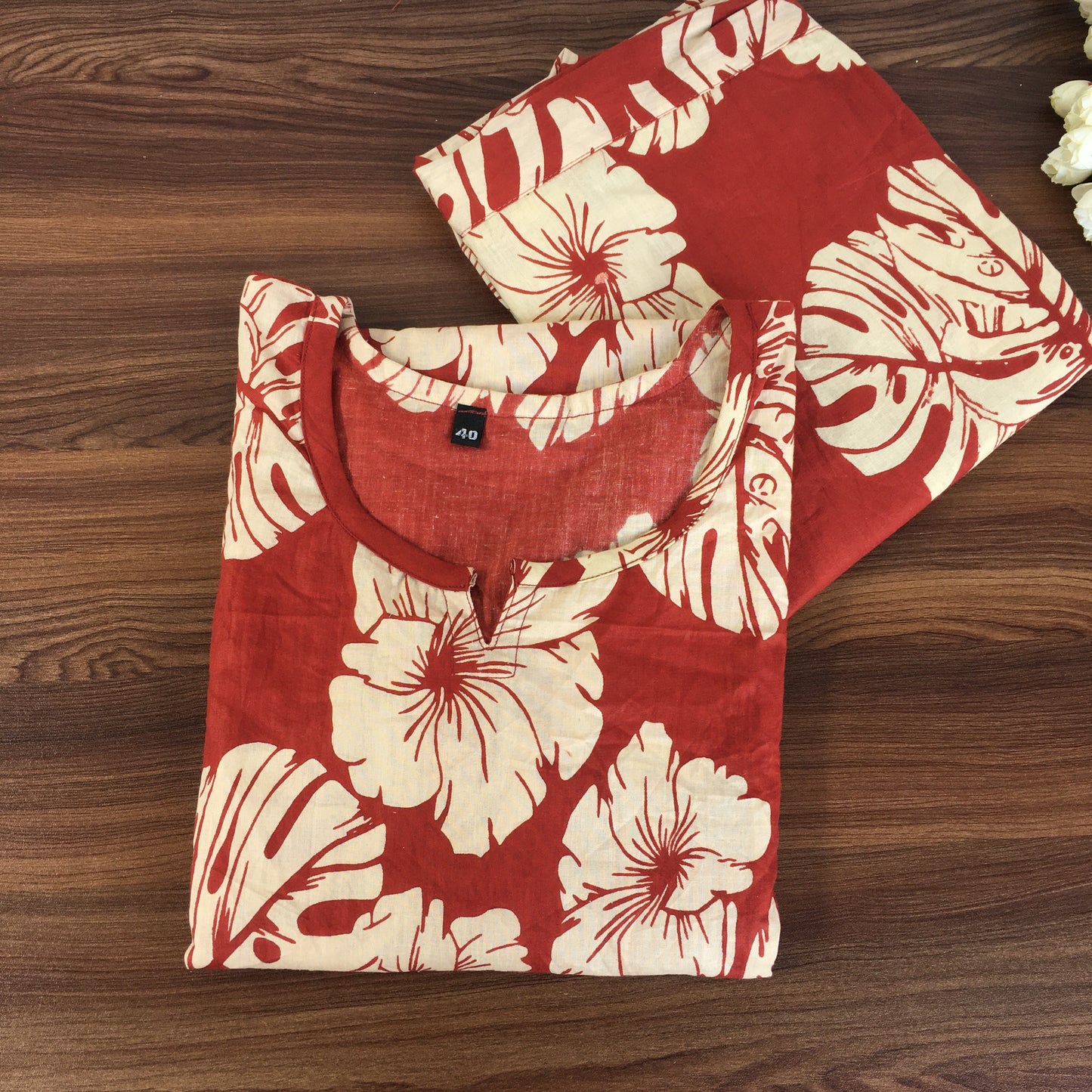 Swiss Cheese Leaf - Maroon - Cord Set - Pure Cotton