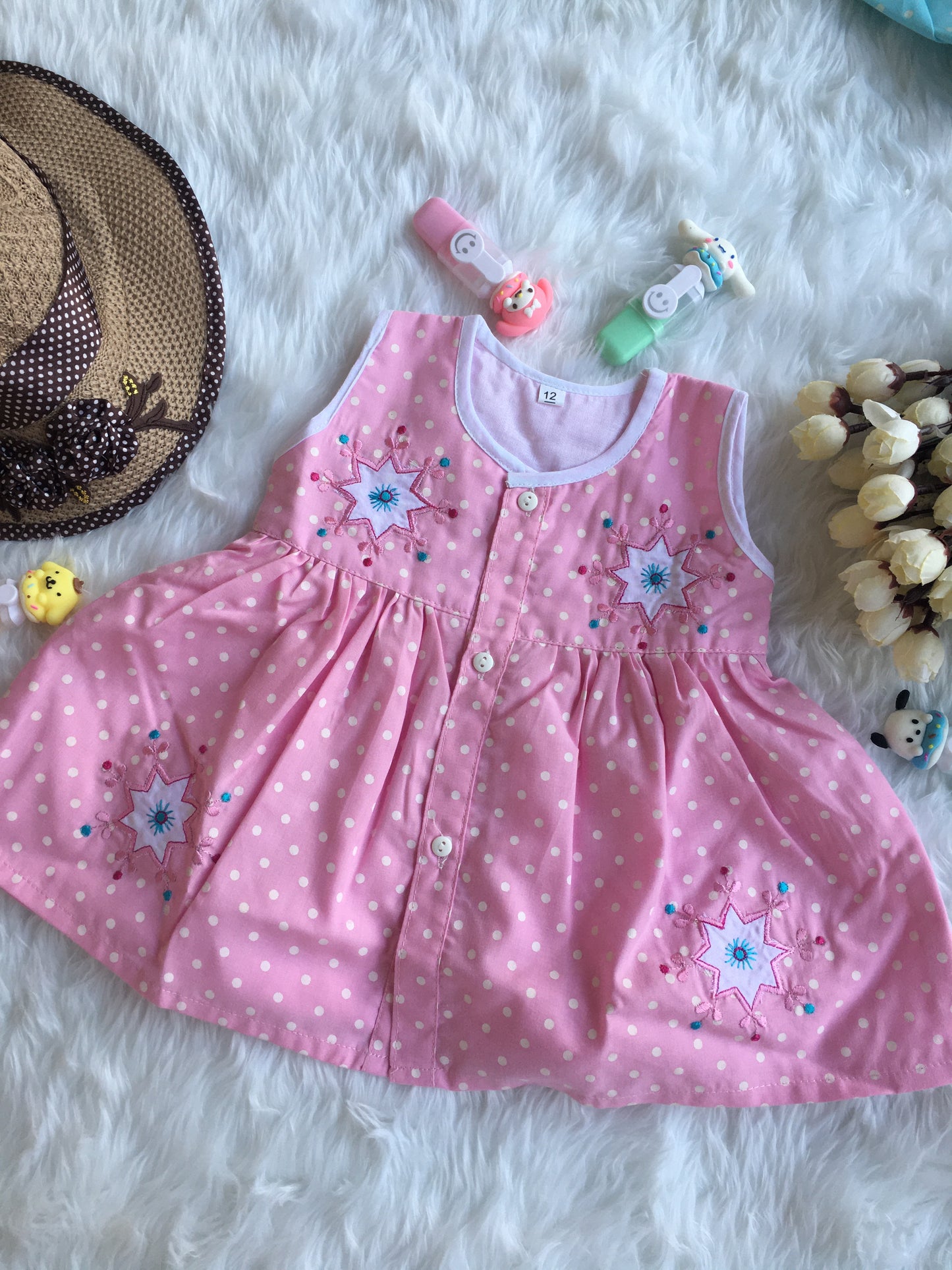 Baby Frock - Dno 816 - Baby Pink