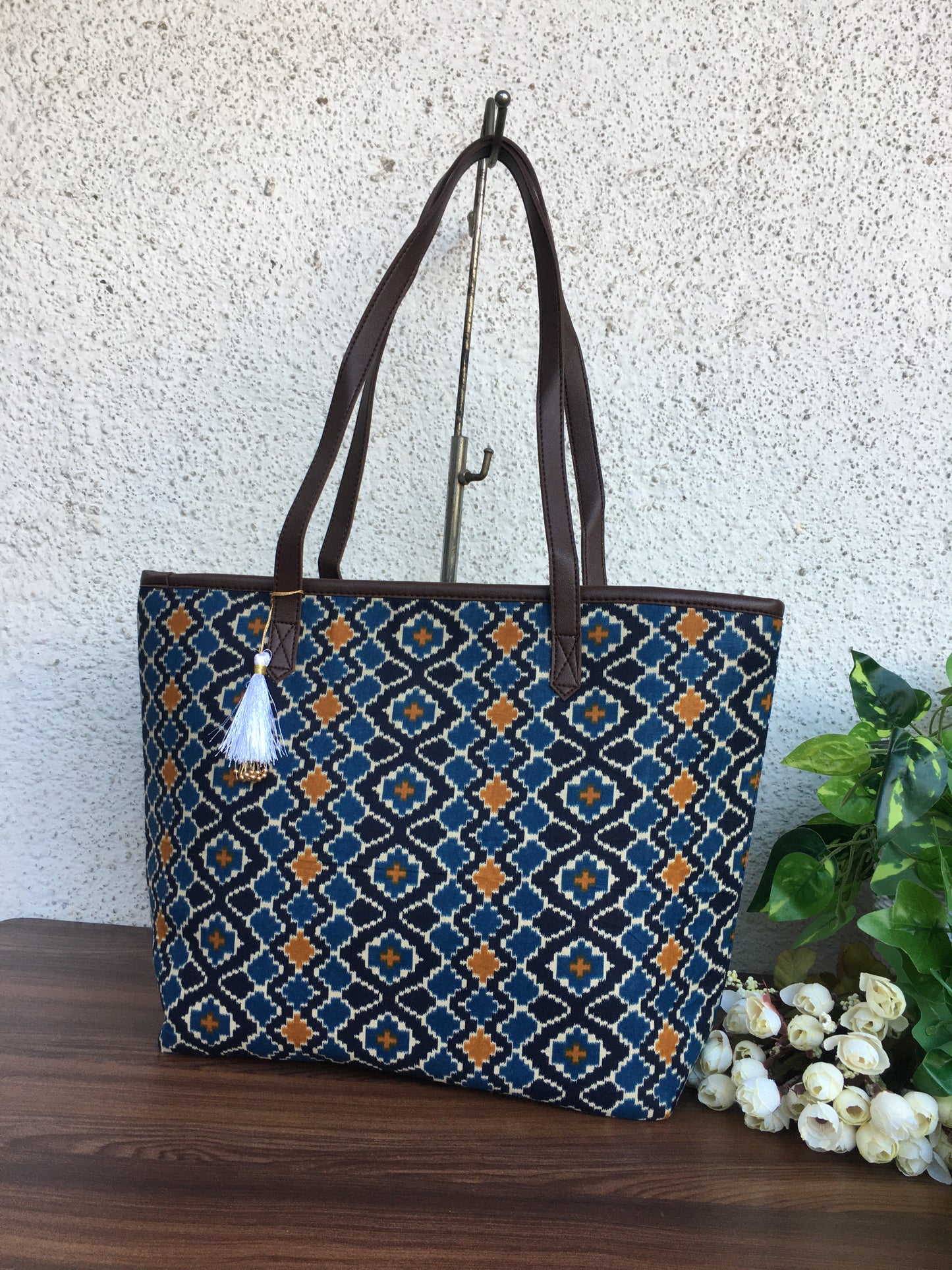 Blue Yellow Patola - Printed Tote Bag