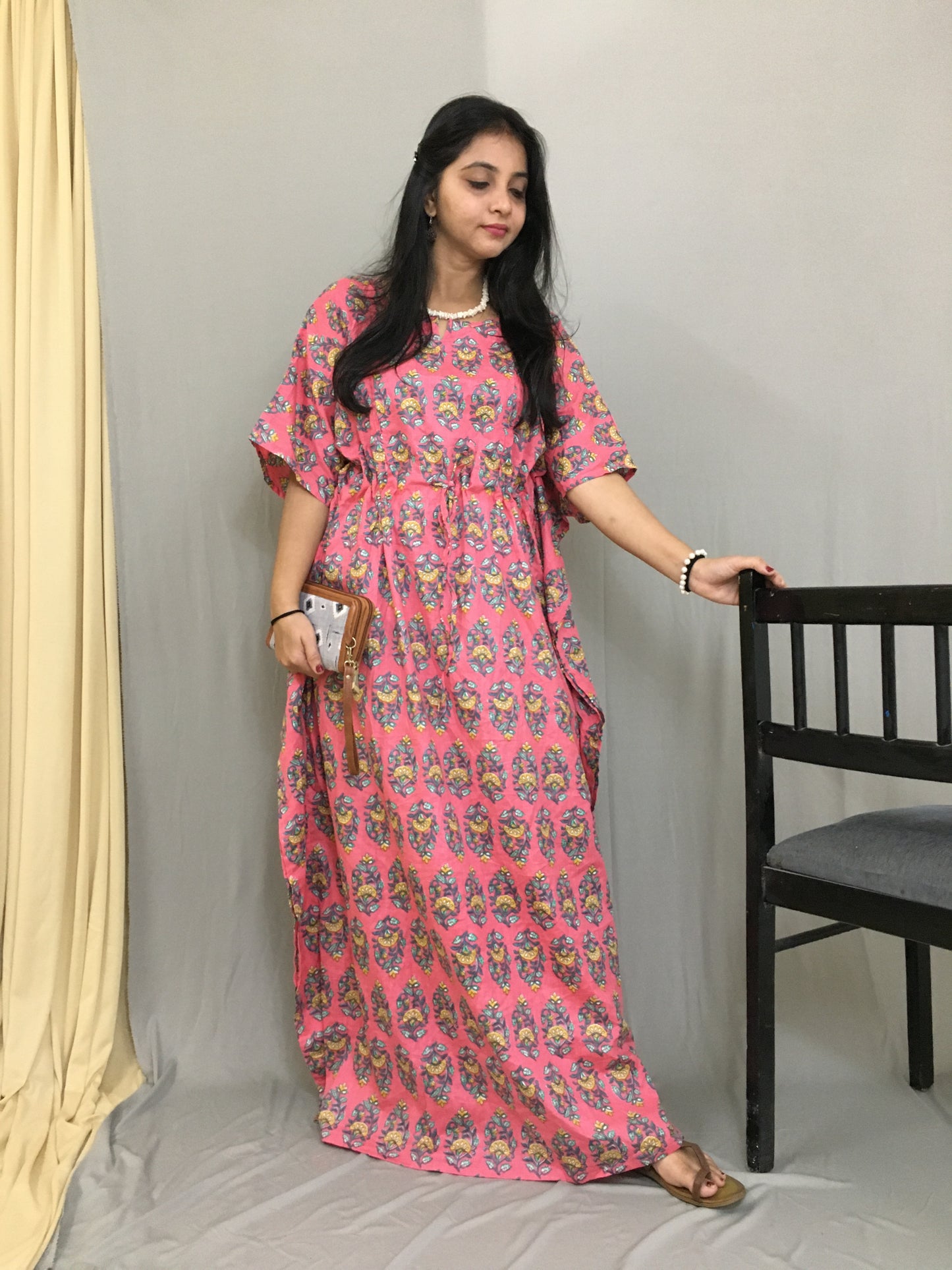 Maternity / Feeding Zips - Kaftan - Free Size - Pure Cotton - Dno - 38 - Raani