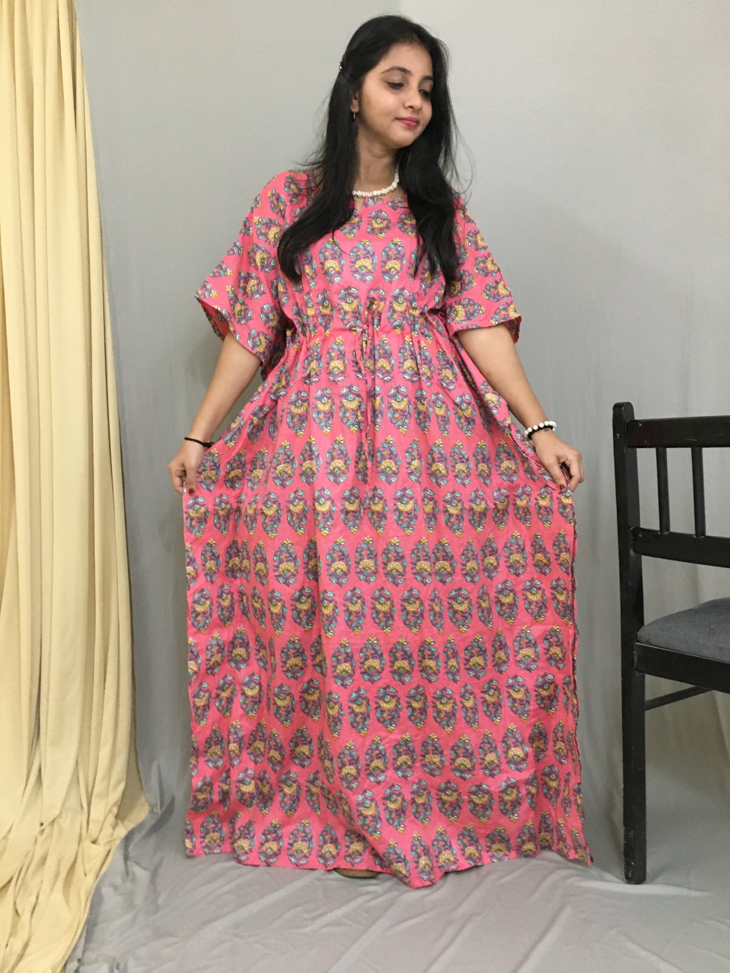 Maternity / Feeding Zips - Kaftan - Free Size - Pure Cotton - Dno - 38 - Raani