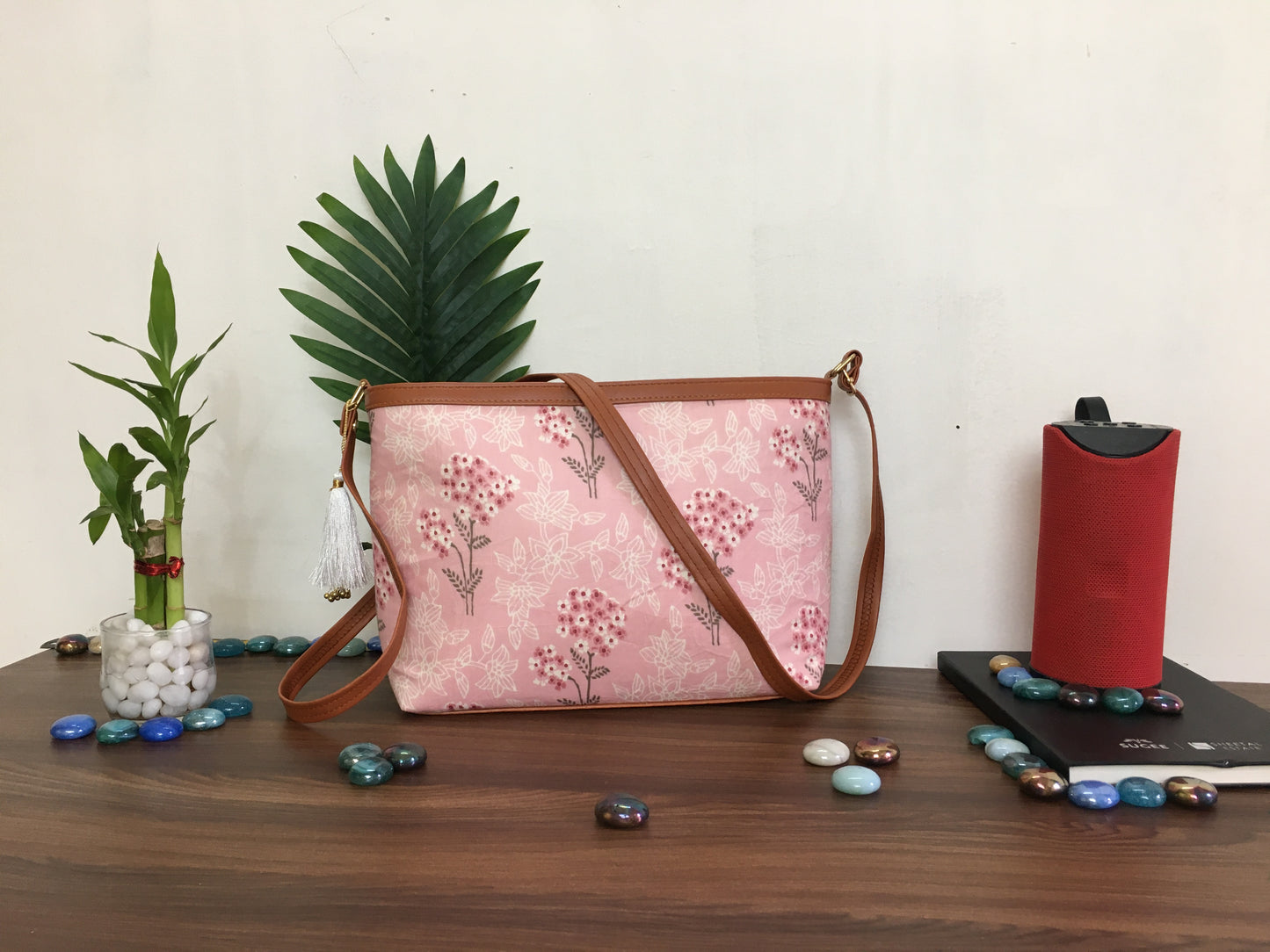 Minsk - 3 zip- Big size - Sling Bag - Baby Pink Flower