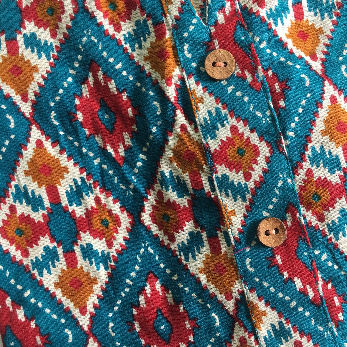 4 tone Patola Print - Pure Cotton - Short Kurti - Firozi