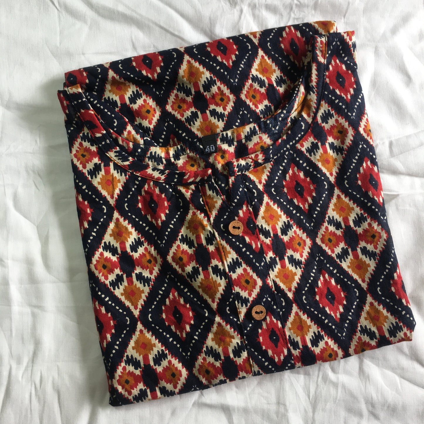 4 tone Patola Print - Pure Cotton - Short Kurti - Blue