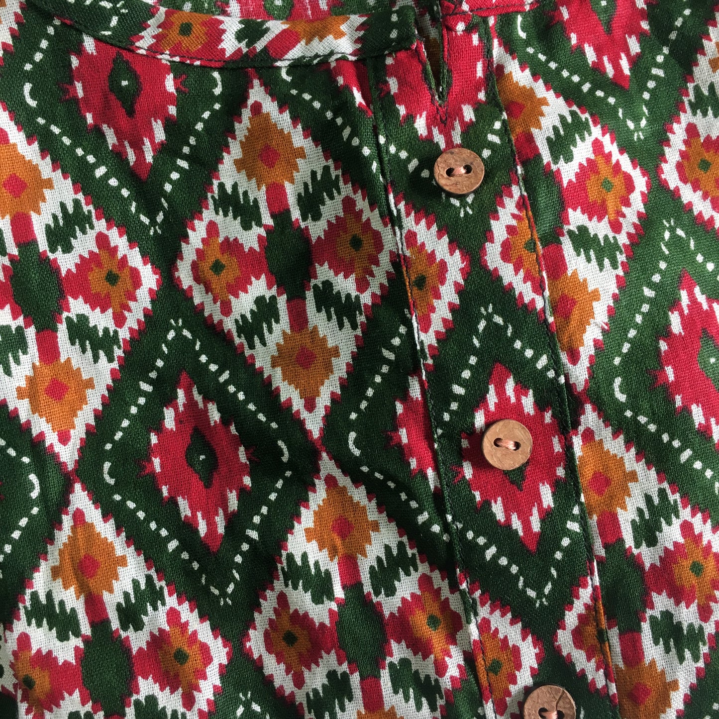 4 tone Patola Print - Pure Cotton - Short Kurti - Green