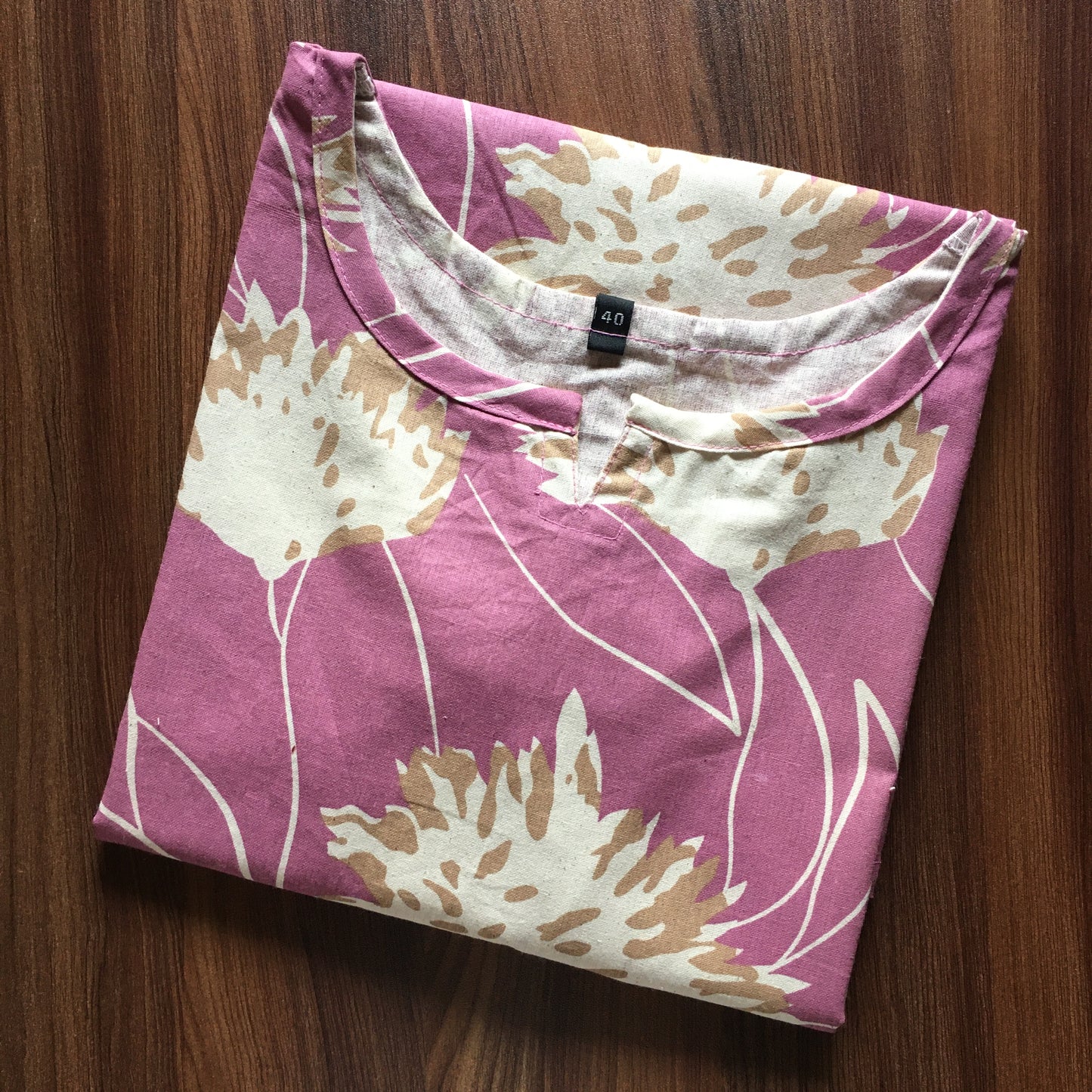 Pink Cream Flower - Cord Set - Pure Cotton