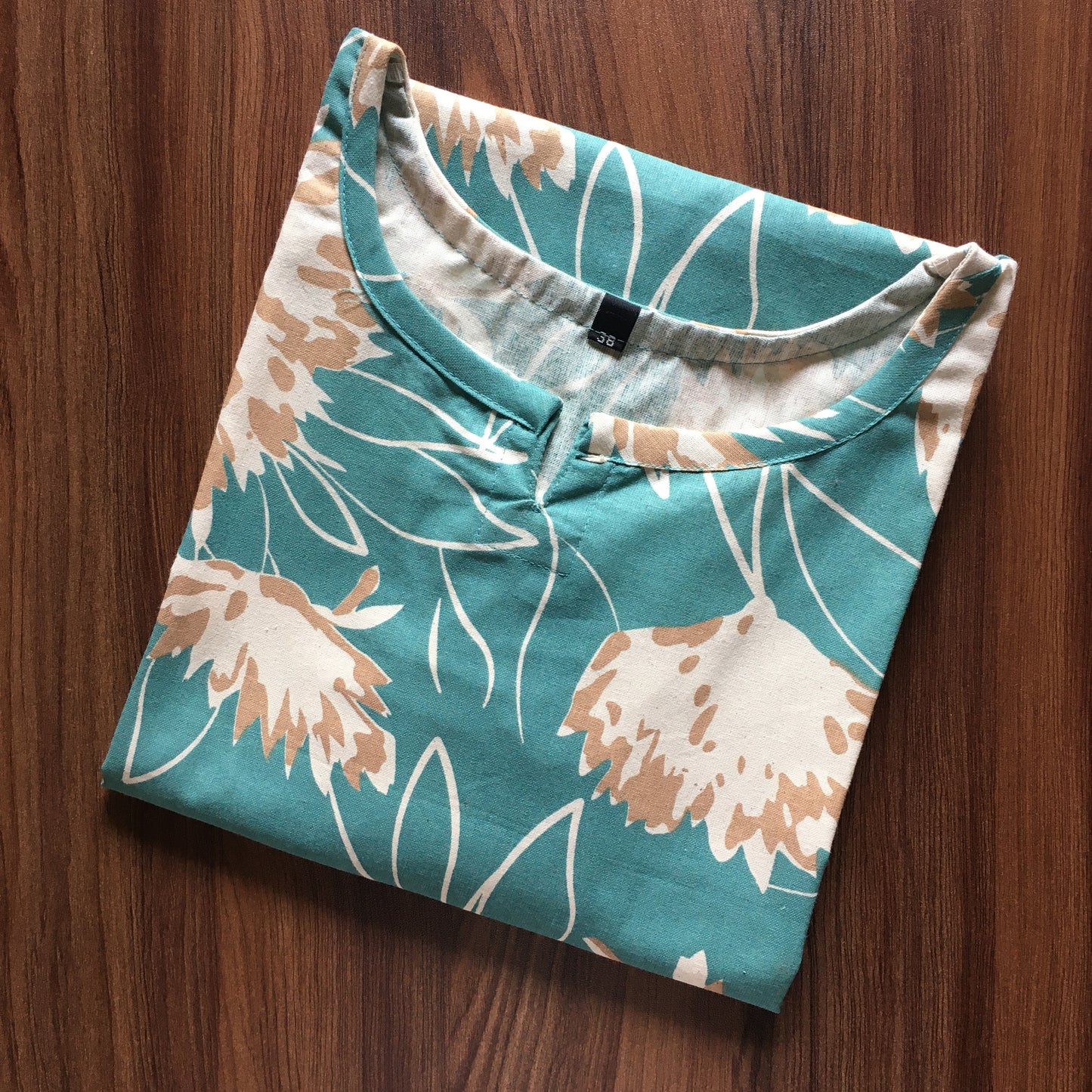 Turquoise Cream Flower - Cord Set - Pure Cotton