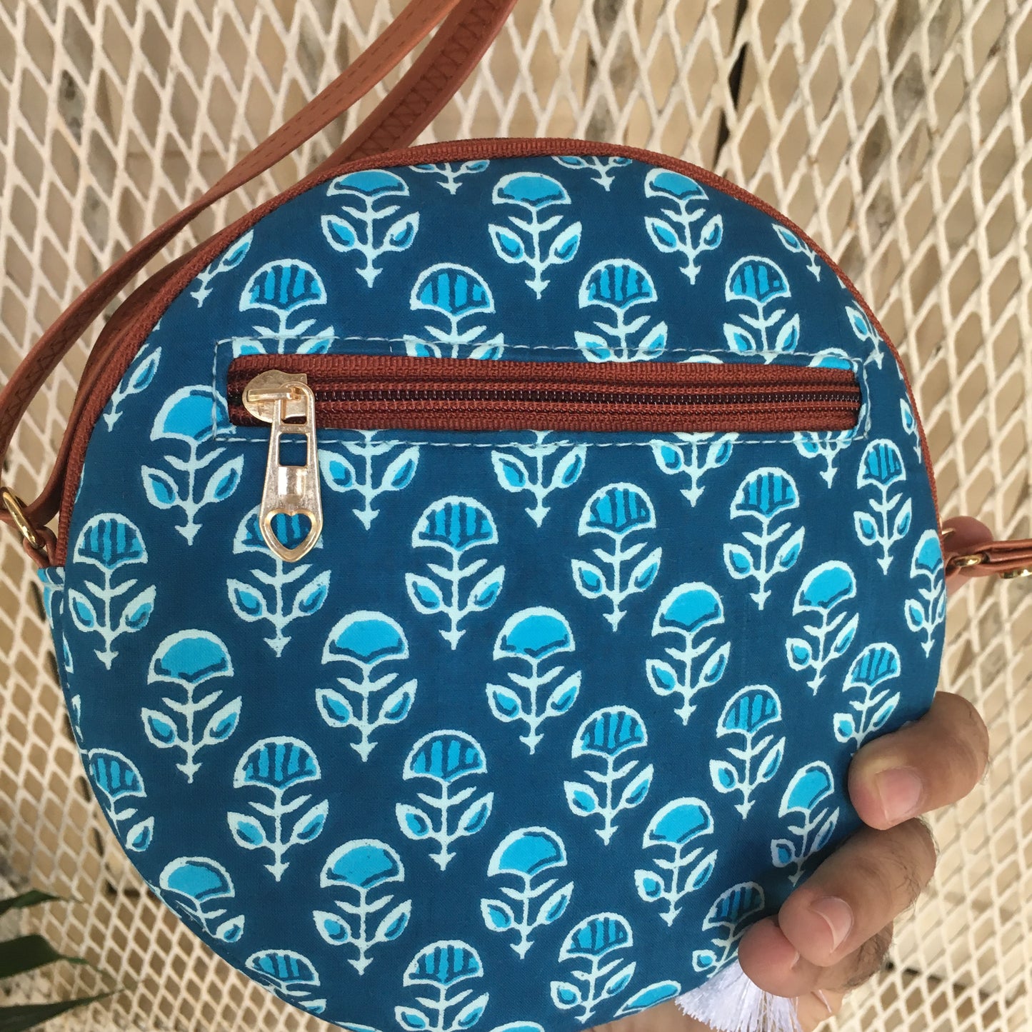 Blue Firozi Flower - Round sling - small size