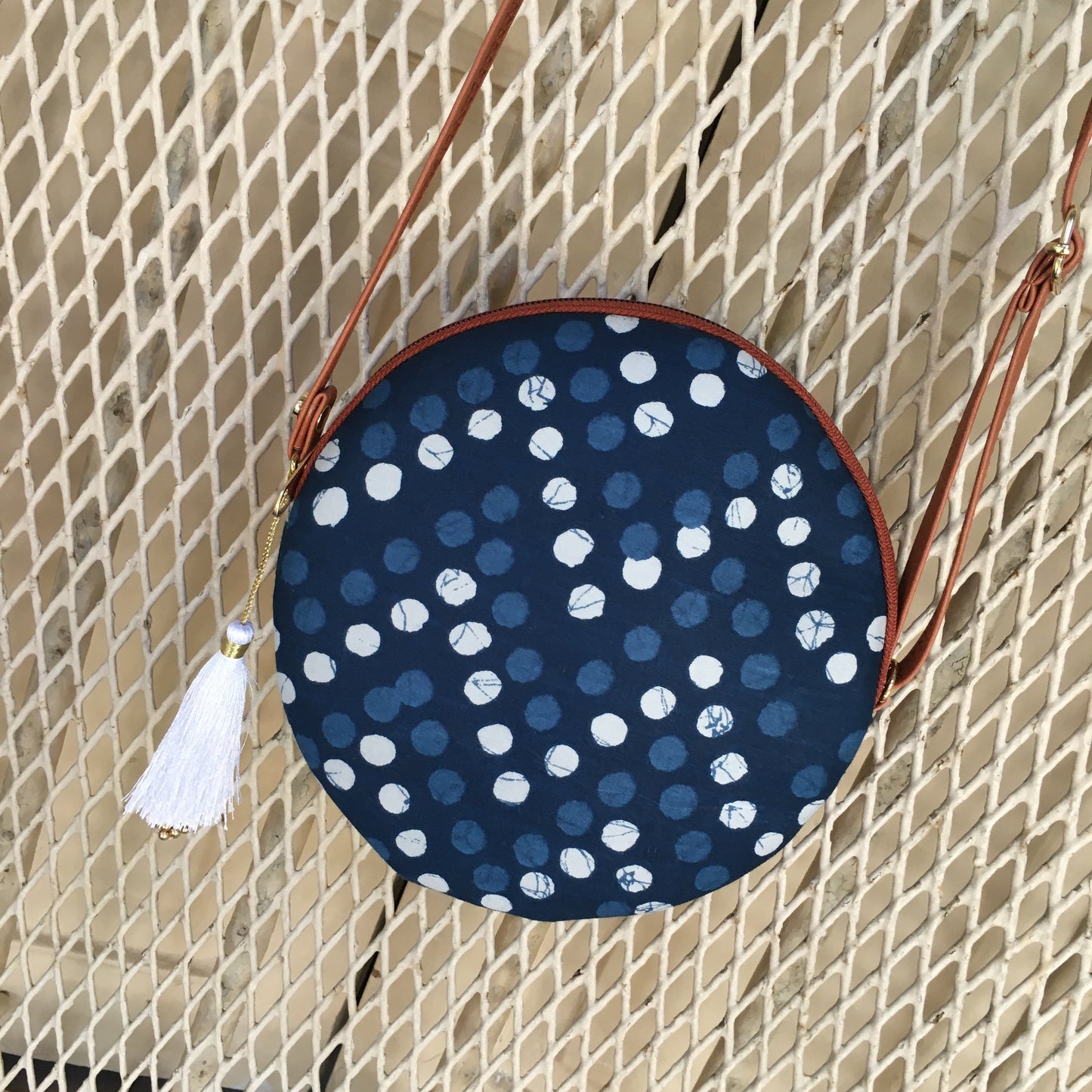 Peacock Blue Polka Print - Round sling - small size