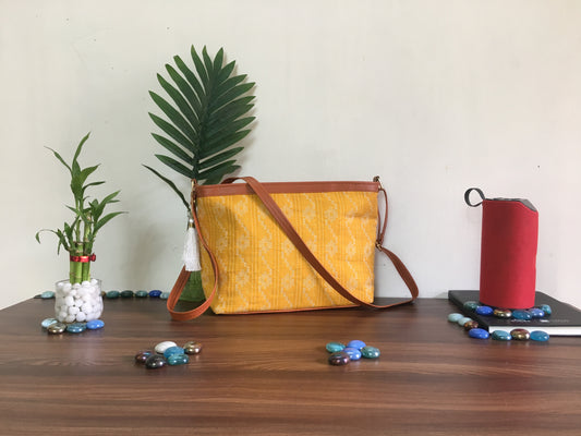 Minsk - 3 zip- Big size - Sling Bag - Yellow Katha