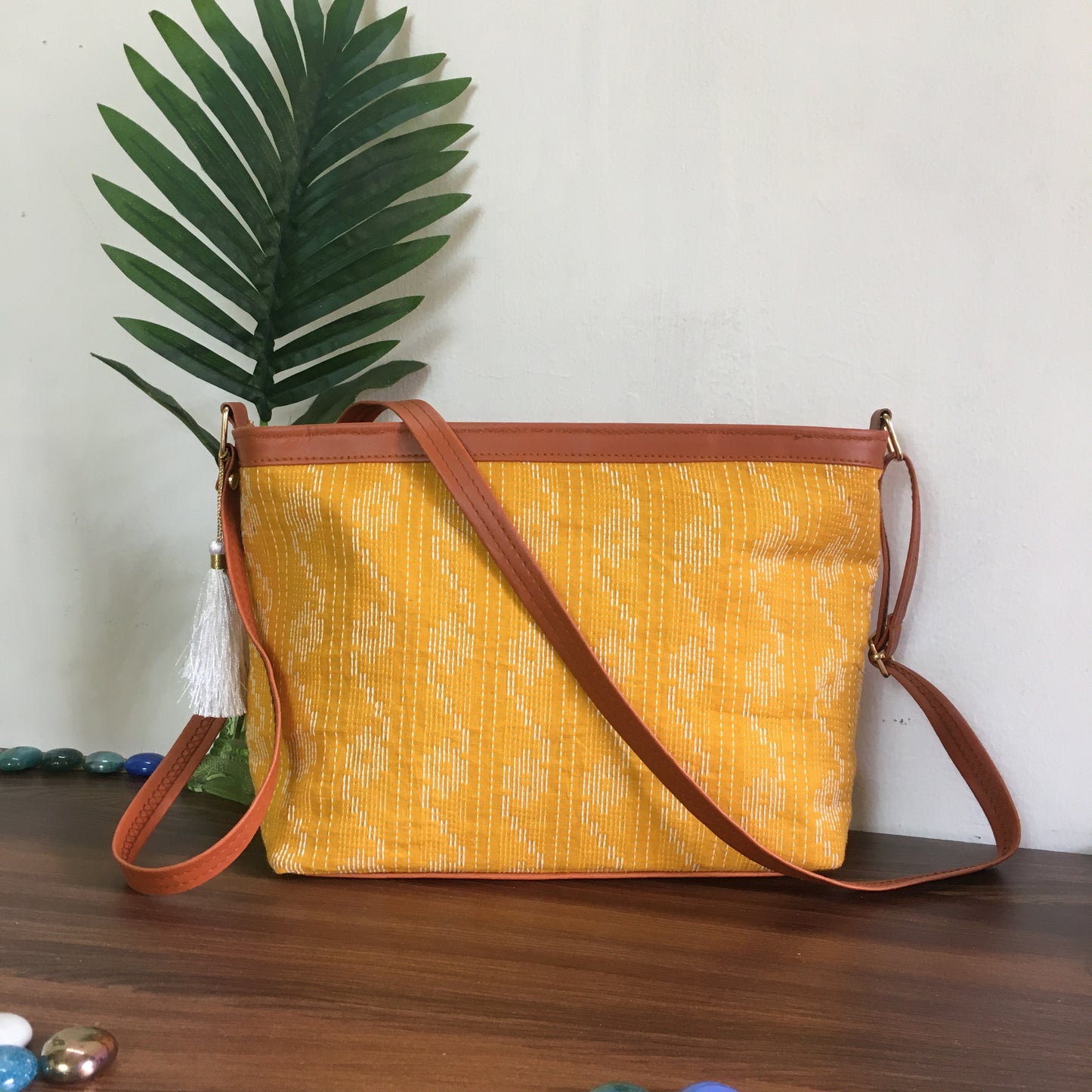 Minsk - 3 zip- Big size - Sling Bag - Yellow Katha