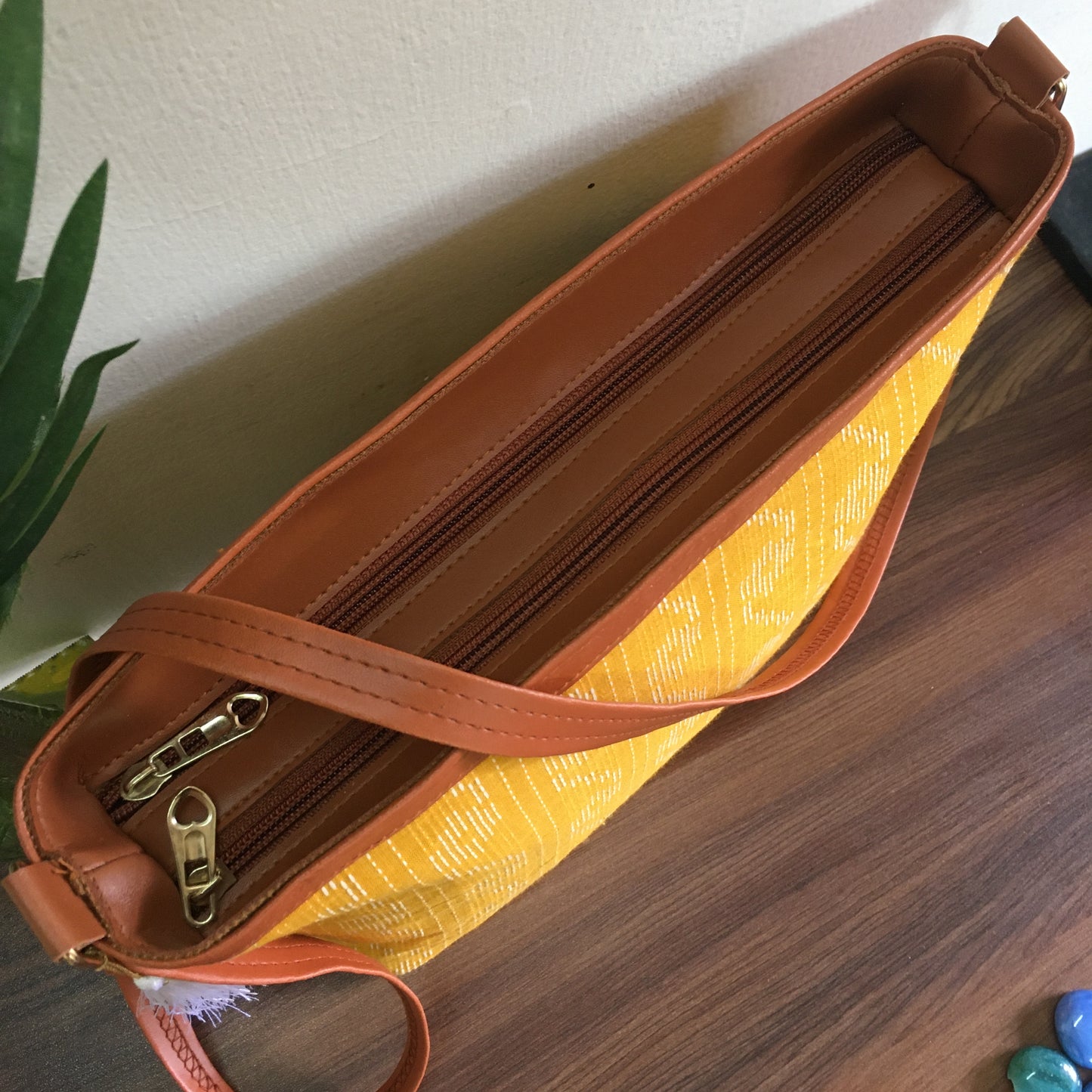 Minsk - 3 zip- Big size - Sling Bag - Yellow Katha