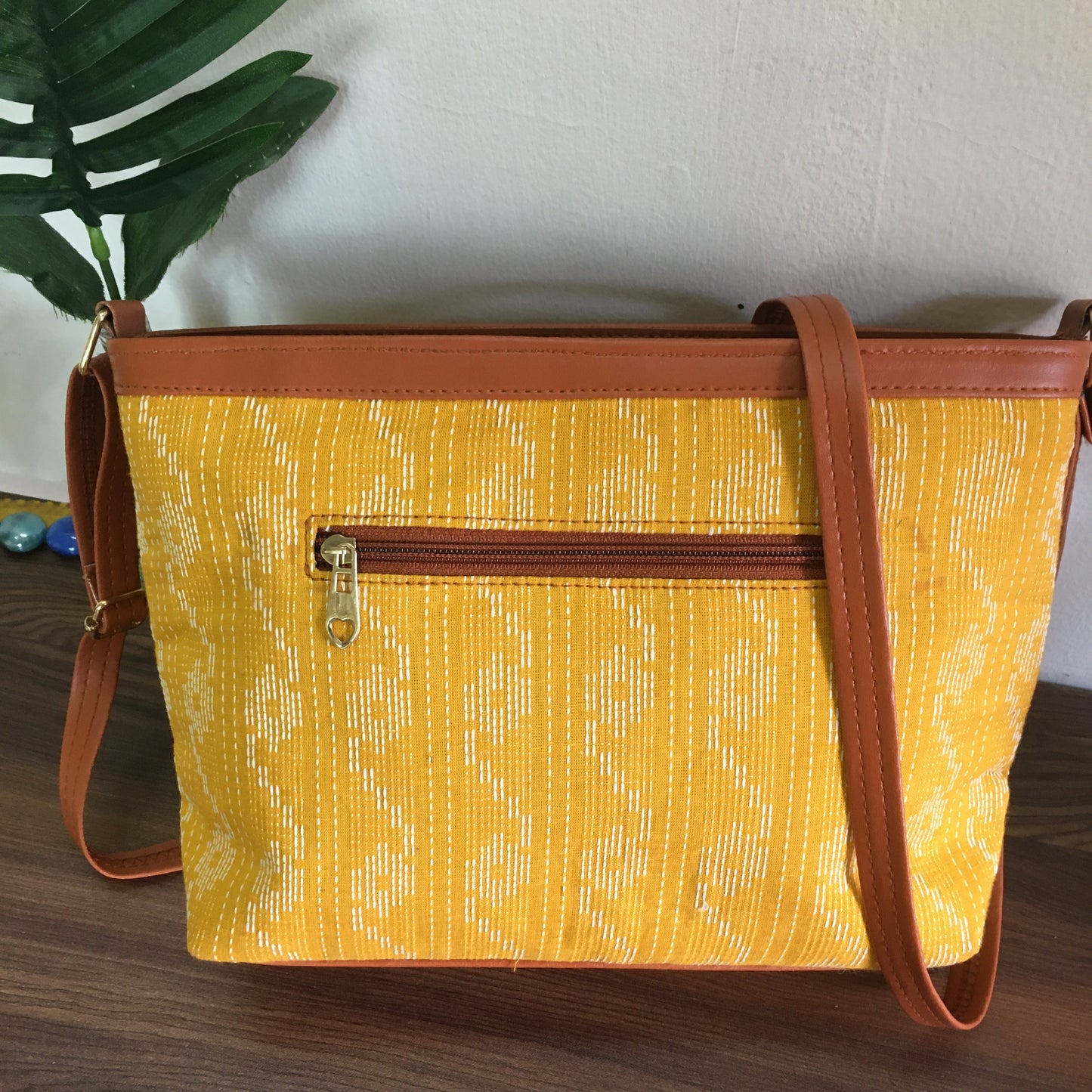 Minsk - 3 zip- Big size - Sling Bag - Yellow Katha