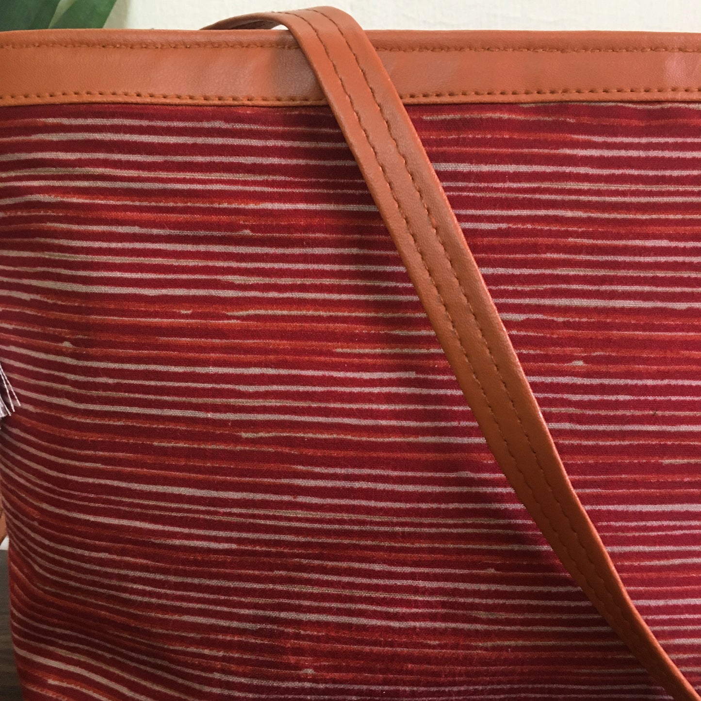 Minsk - 3 zip- Big size - Sling Bag - Red Maroon Lines