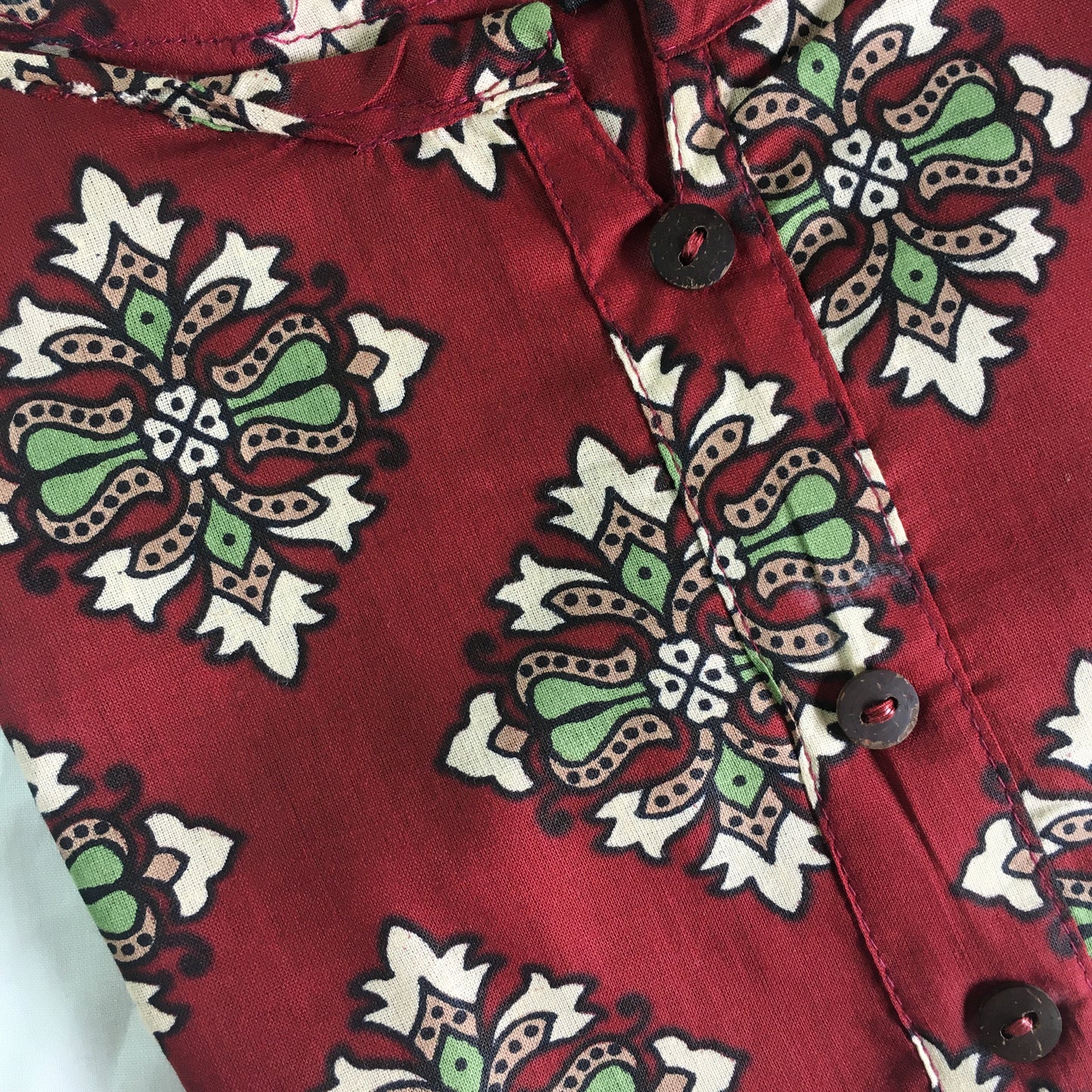 Pure Cotton - Short Kurti - Maroon Dessert Flower