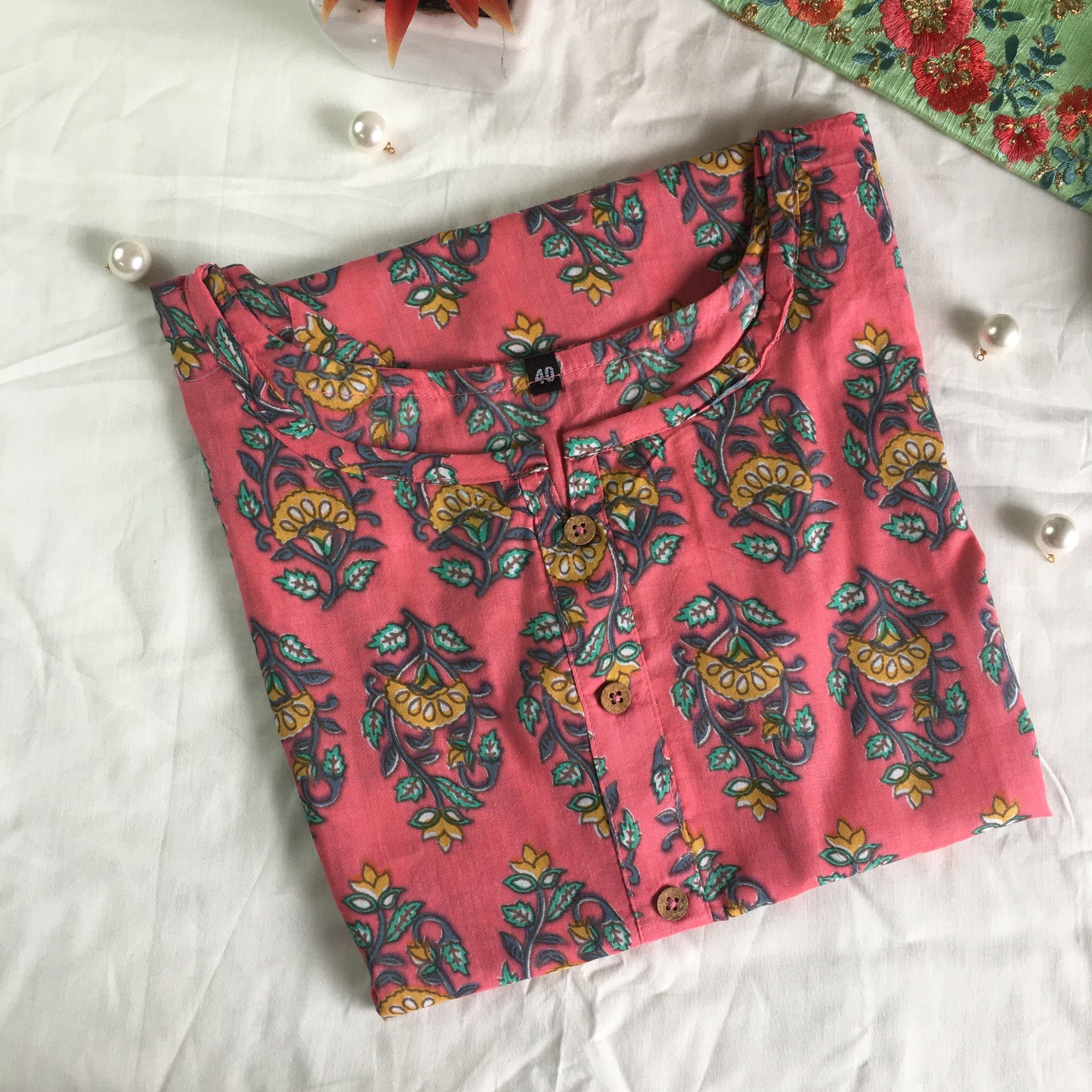 Pure Cotton - Short Kurti - Dno - 38 - Pink