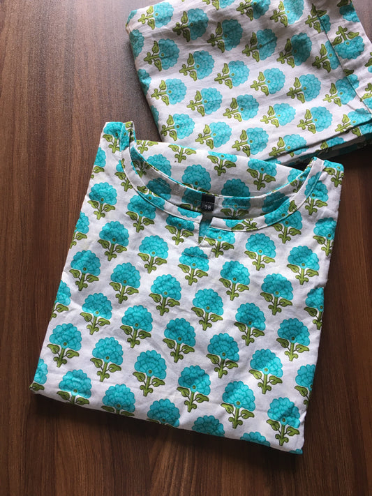 Off White Sea Green - Cord Set - Pure Cotton