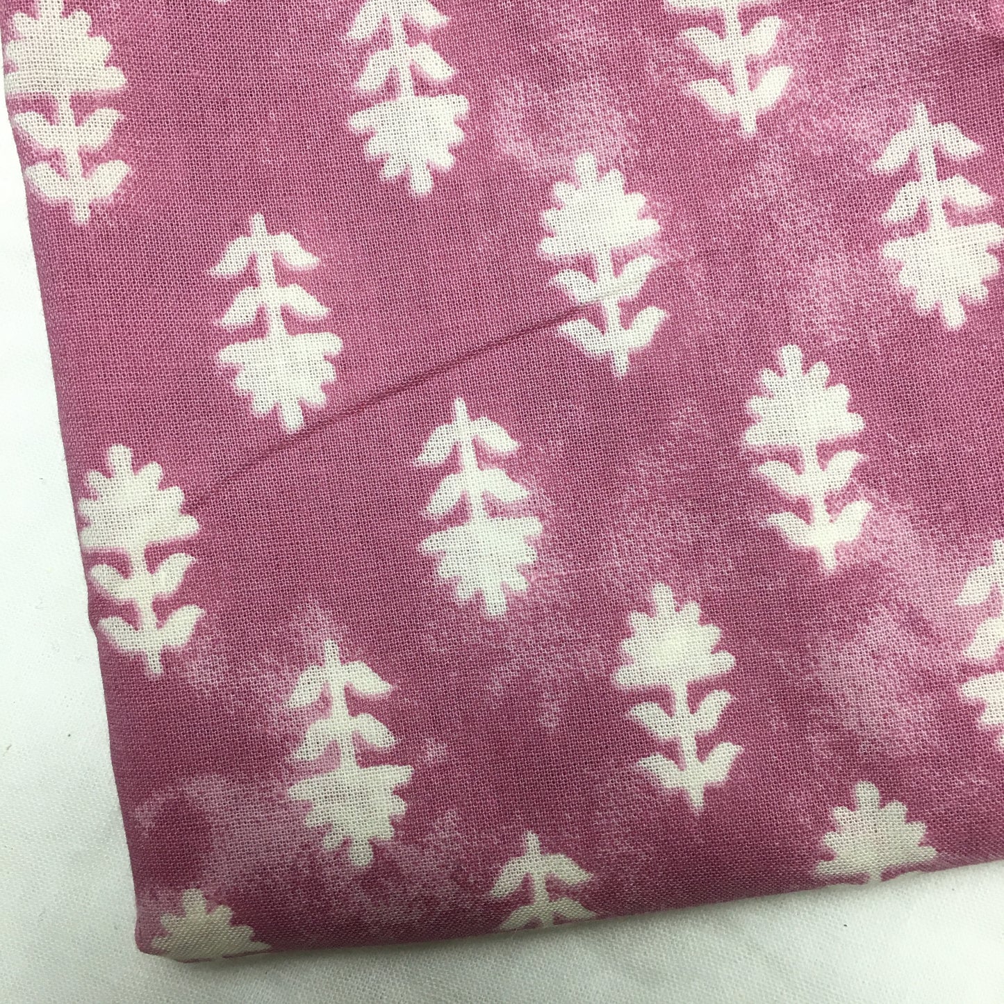 White Leaf Design - Knee Length - Pure Cotton - Purple