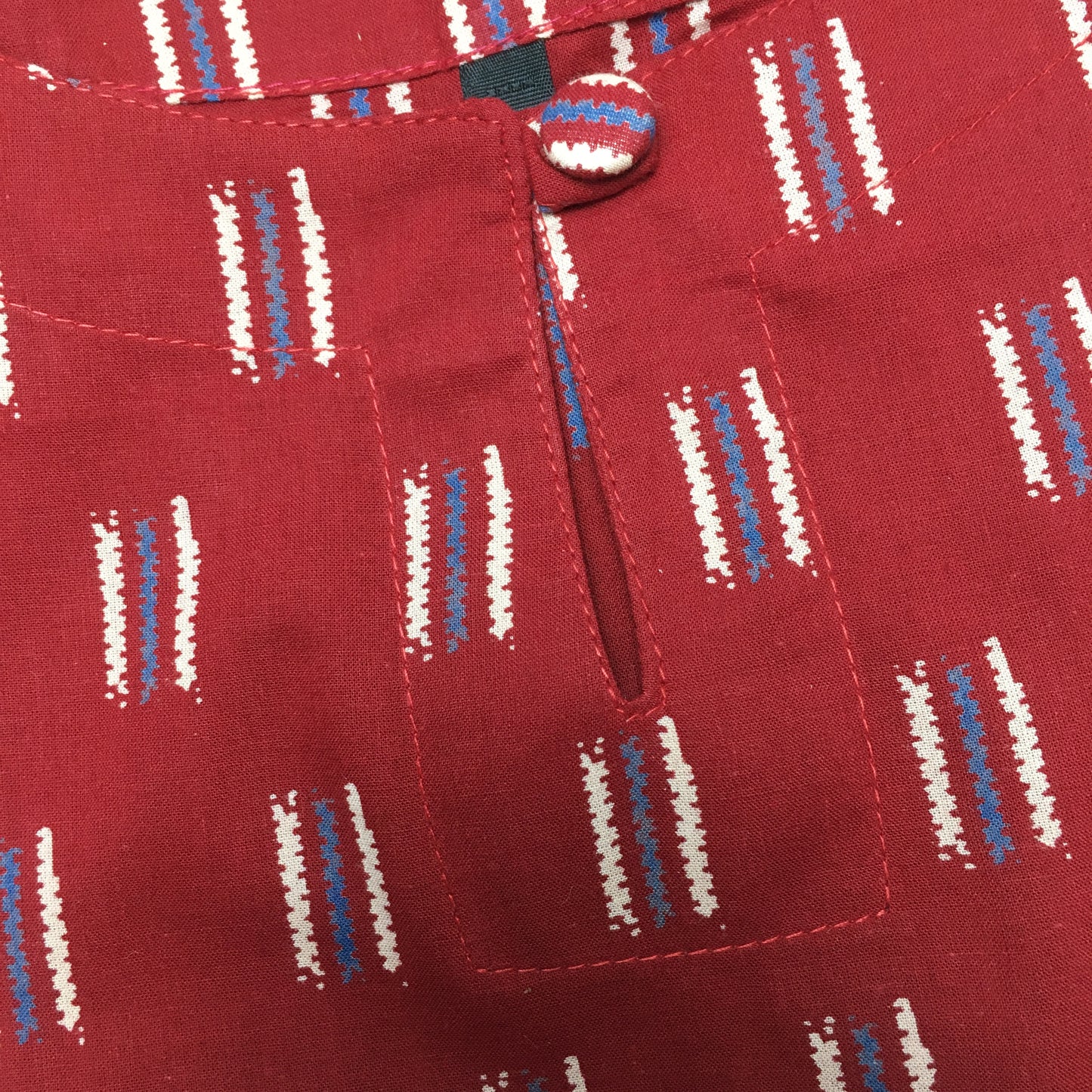 Knee Length Kurti - Pure Cotton - Red White Lines