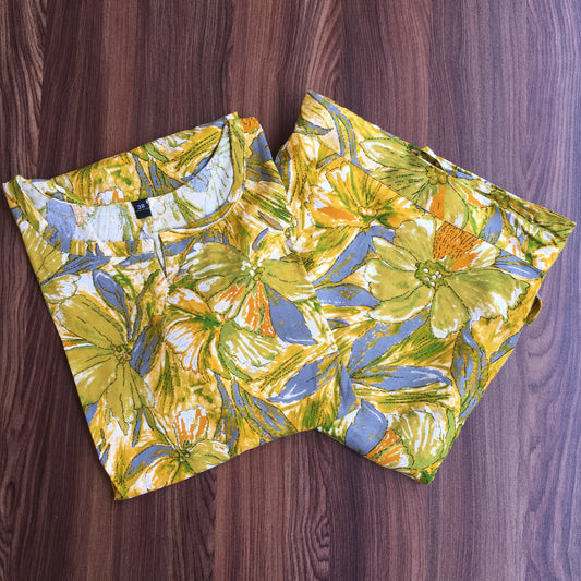 Floral Lemon Green - Cord Set - Soft Rayon