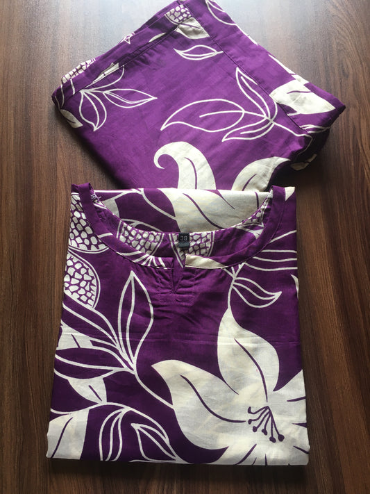 Lily Flower - Purple - Cord Set - Pure Cotton