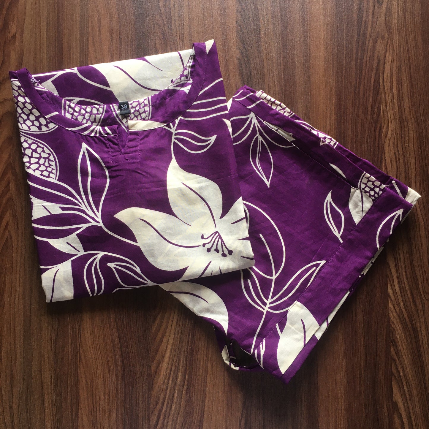 Lily Flower - Purple - Cord Set - Pure Cotton