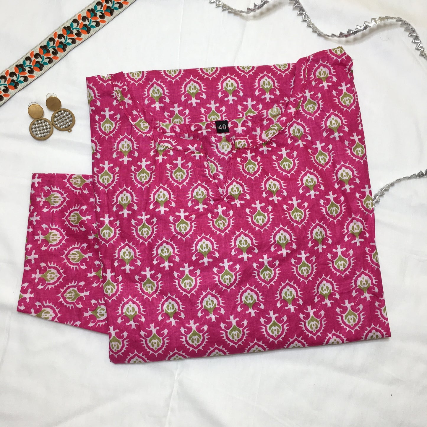 Pure Cotton - Short Kurti - Dno - 39 - Pink