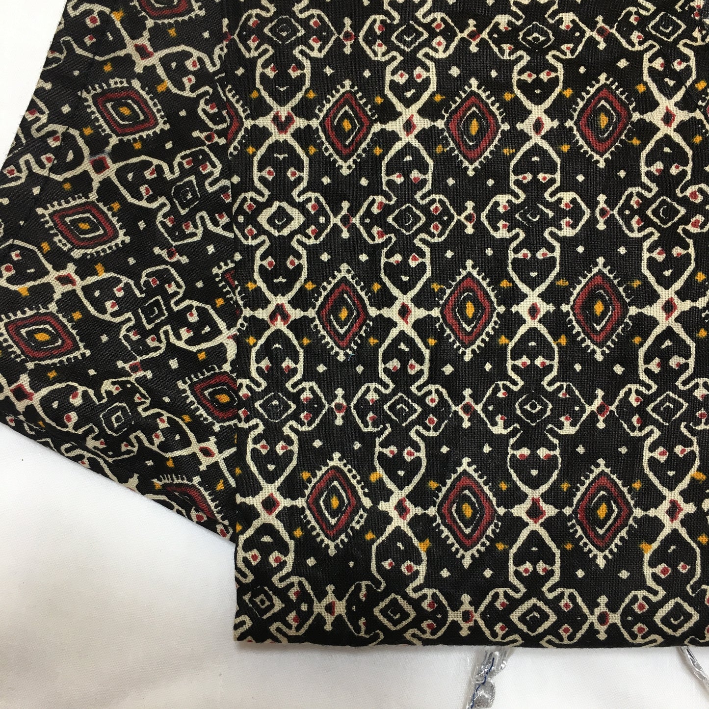 Pure Cotton - Short Kurti - Kalamkari Ajrakh - Black