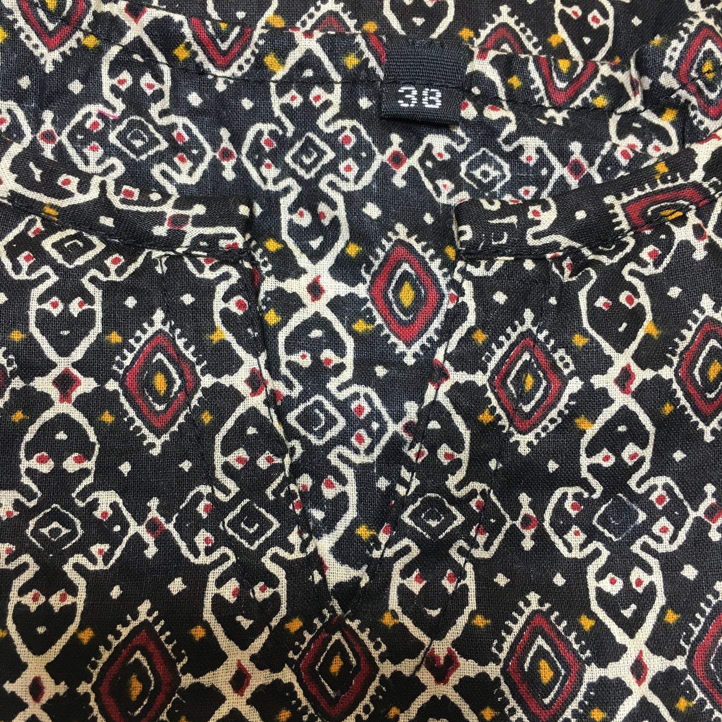 Pure Cotton - Short Kurti - Kalamkari Ajrakh - Black