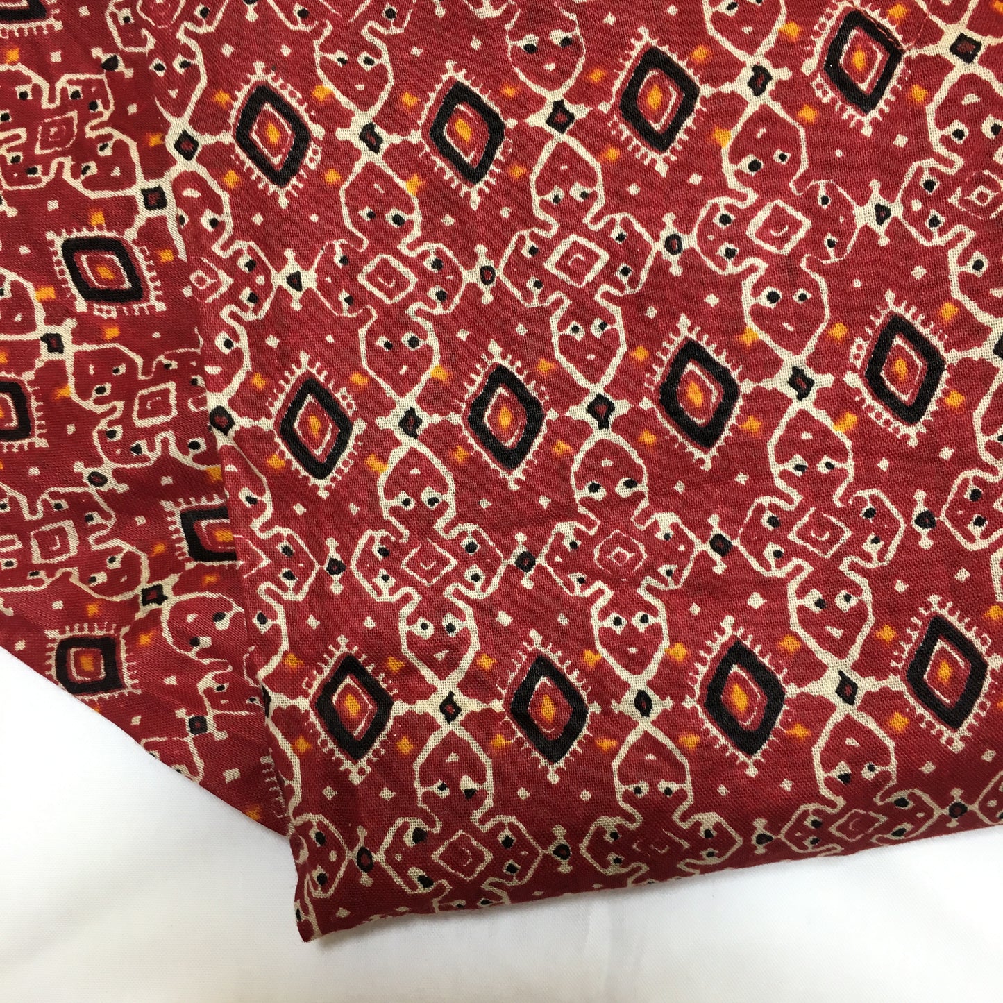 Pure Cotton - Short Kurti - Kalamkari Ajrakh - Red