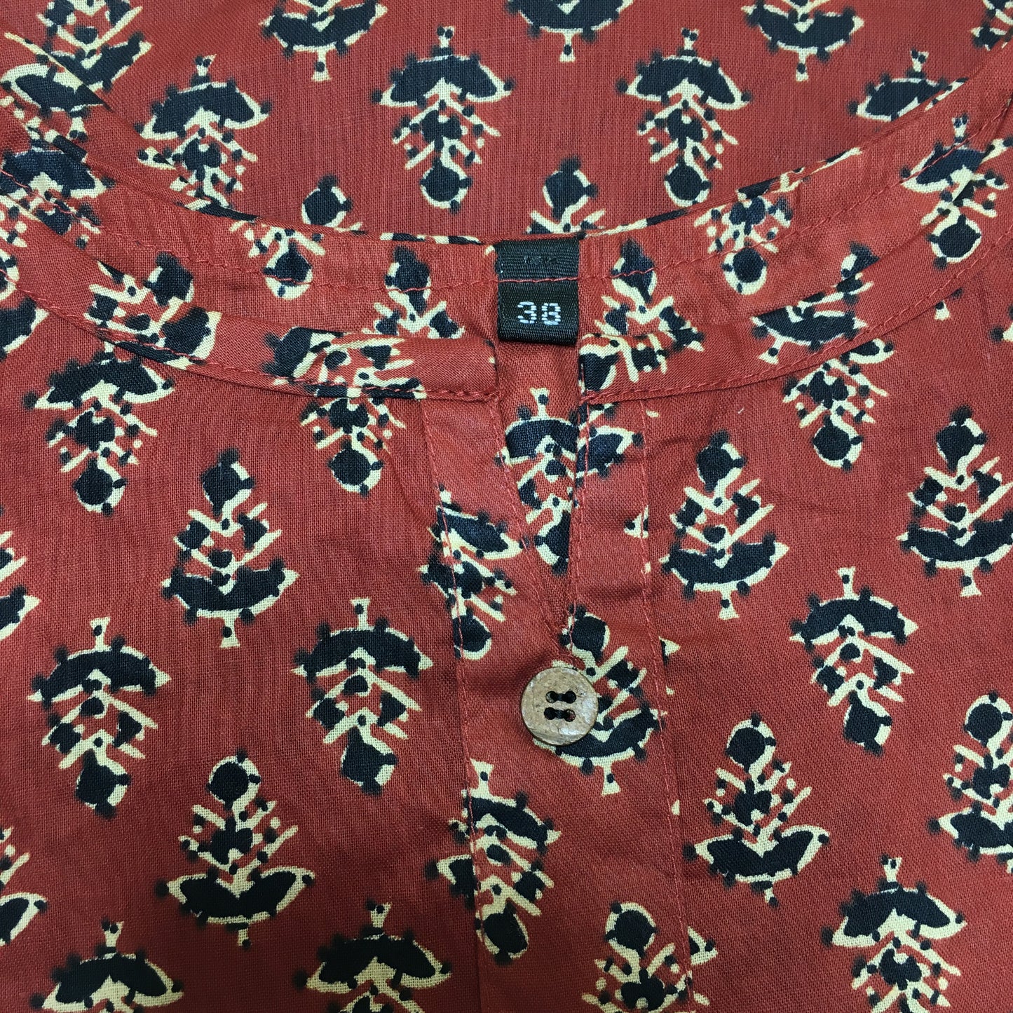 Pure Cotton - Short Kurti - Trees Print - Maroon