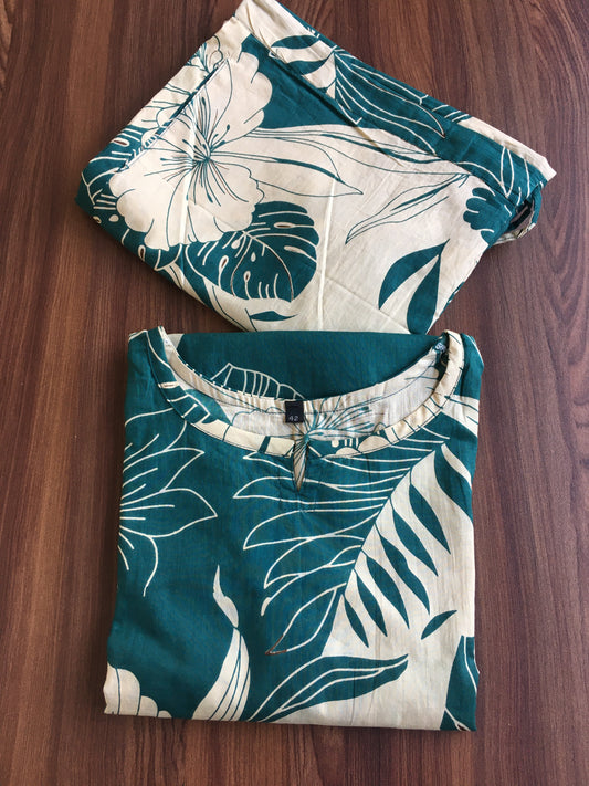 Lily Flower - Sea Green - Cord Set - Pure Cotton