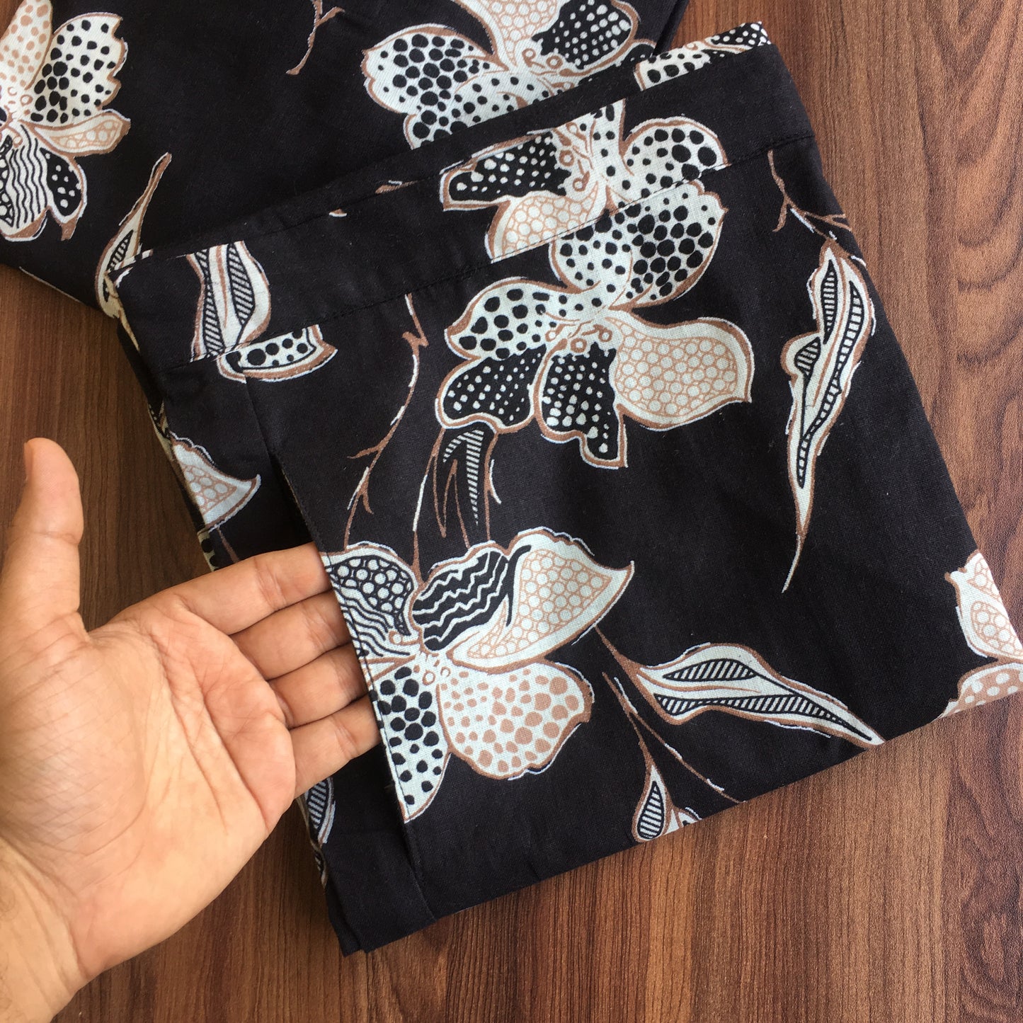 Flower & Leaf - Black - Cord Set - Pure Cotton