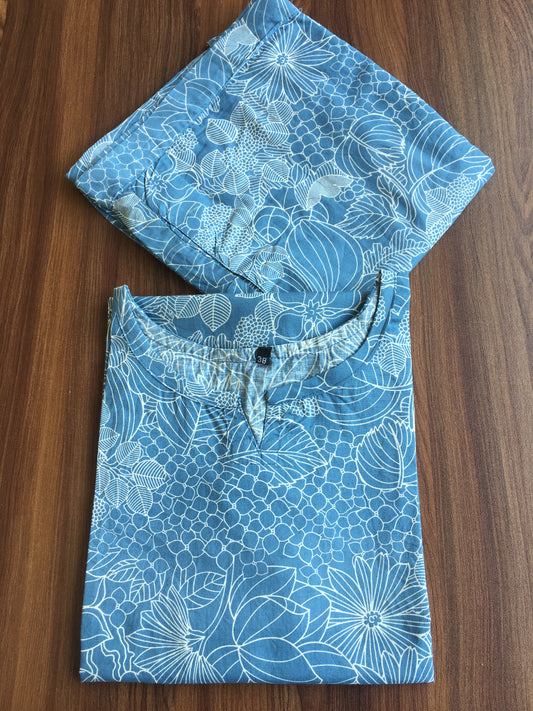 Sketch Print - Sky Blue - Cord Set - Pure Cotton