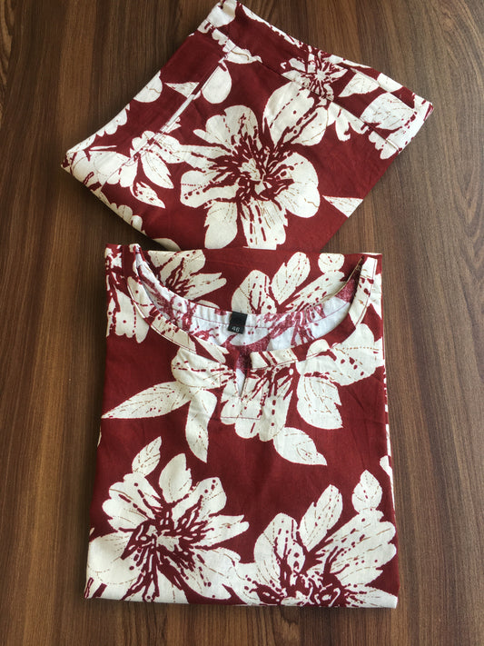 Hibiscus - Maroon - Cord Set - Pure Cotton