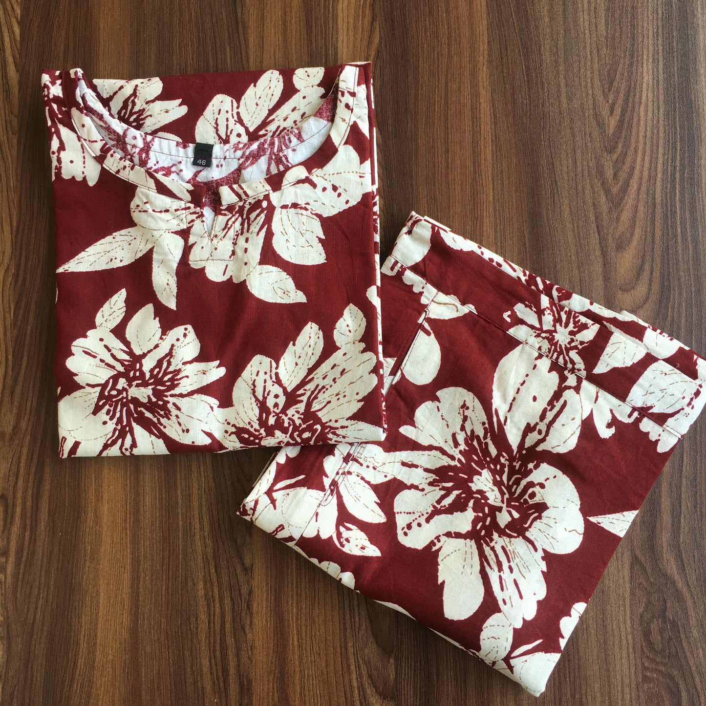 HIbiscus - Maroon - Cord Set - Pure Cotton